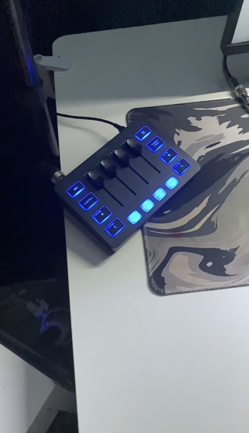 FIFINE Gaming Audio Mixer, Streaming RGB PC Mixer with XLR Microphone Interface, Individual Control, Volume Fader, Mute Button, 48V Phantom Power, for Podcast/Recording/Vocal/Game Voice-AmpliGame SC3 customer photo 2