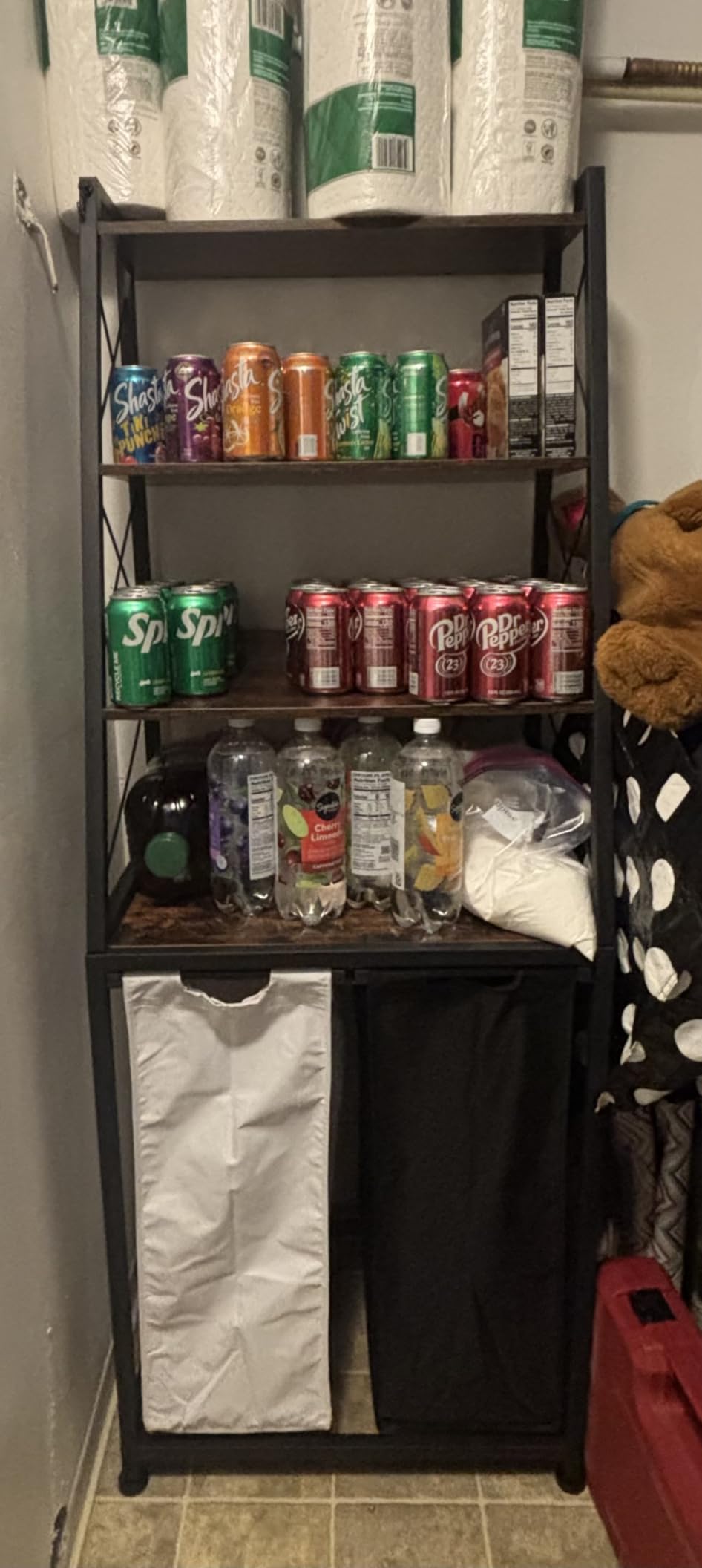 Laundry Basket, 3 Section Laundry Hamper with 4 Tiers Shelf, Pull-Out and Removable Laundry Bags, Large 3 x 15.87 Gallons, for Laundry Room Bathroom Rustic Brown PF05XLN customer photo 2