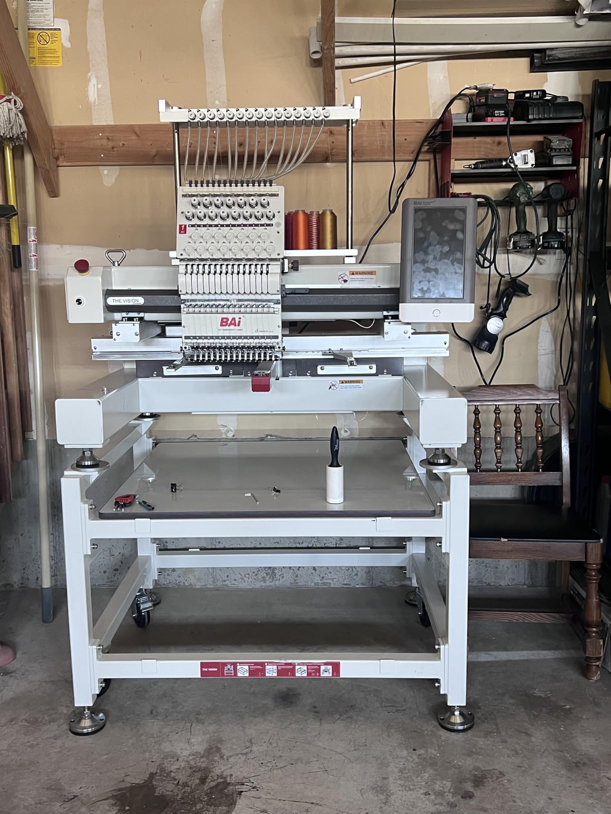 BAi The Vision 15-Needle Commercial Embroidery Machine, 20x16inch Areas, True 1200SPM Stable Production via Institch to Wi-Fi, Calculating Costs and Design Software High-Precision for Business customer photo 1