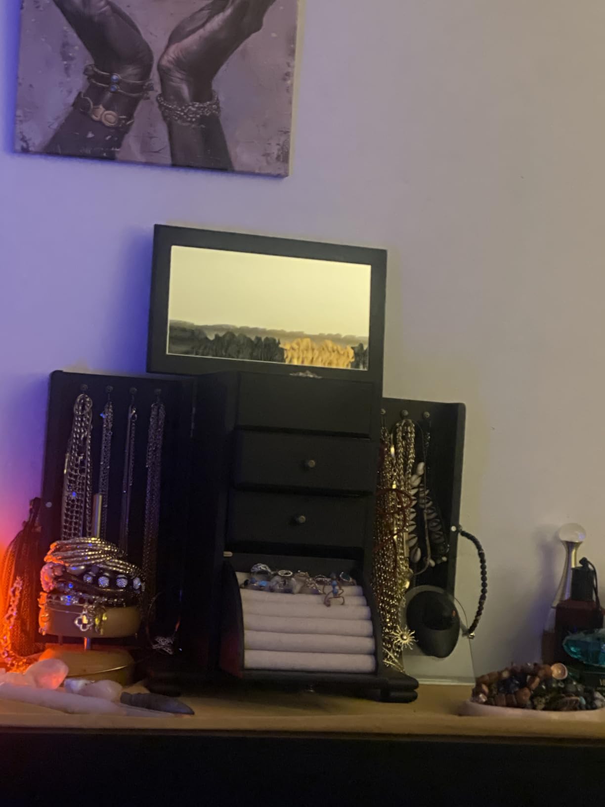 Emfogo Standing Jewelry Armoire, 7 Drawers & 2 Side Doors Jewelry Amoire Cabinet Standing with Top Flip Makeup Mirror, Jewelry Chest Jewelry Boxes customer photo 2