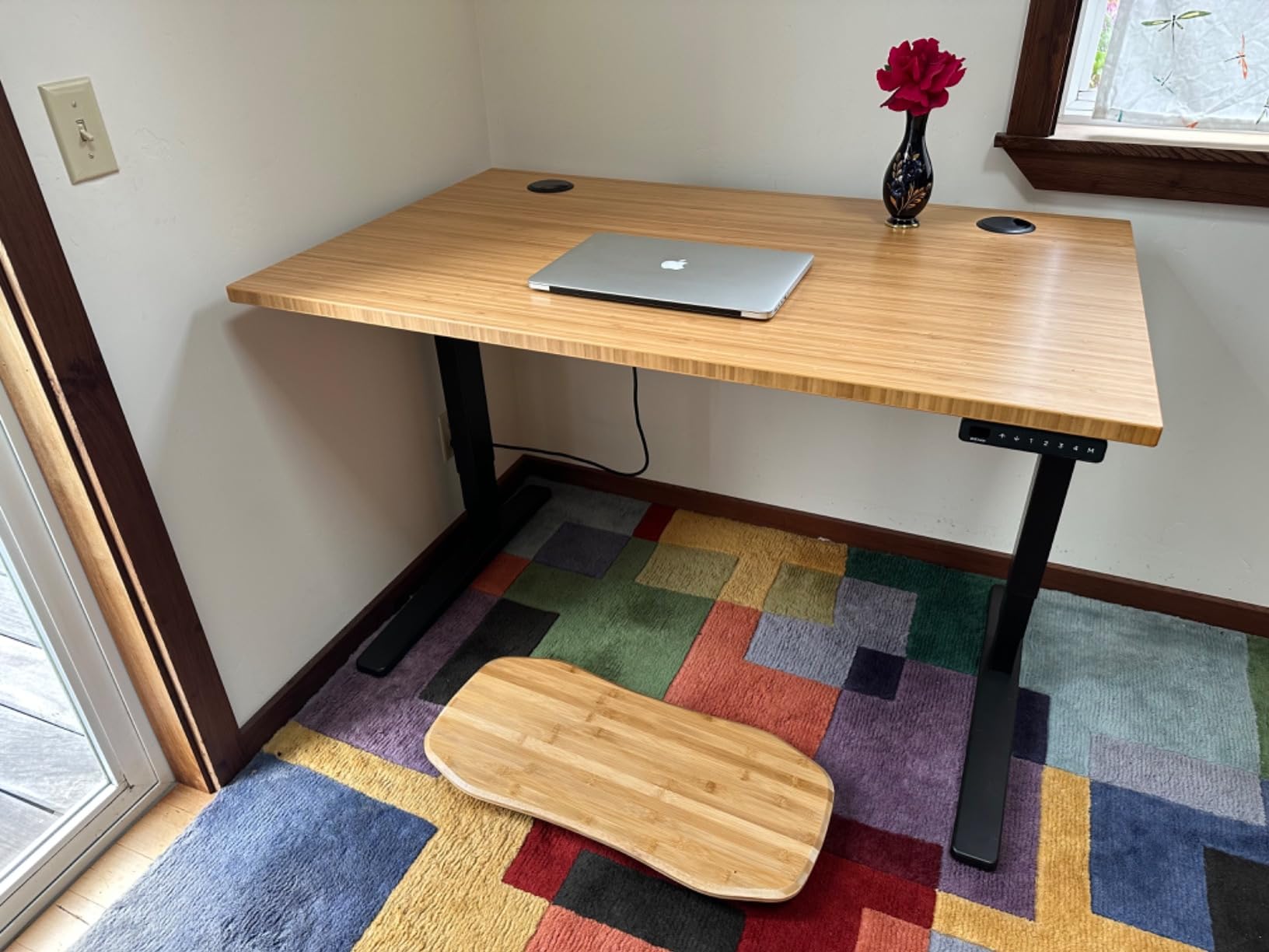 UPLIFTDESK Dark Bamboo (72 x 30 inch) Standing Desk 2-Leg V3 Adjustable Stand Up C-Frame (Indus.), Advanced Keypad, Wire Grommets, Wire Tray, Rocker Board customer photo 1