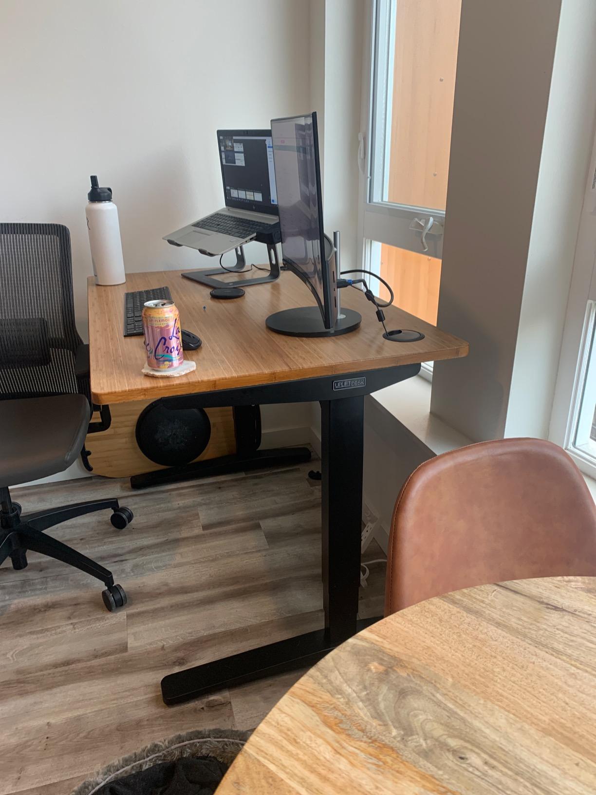 UPLIFTDESK Dark Bamboo (72 x 30 inch) Standing Desk 2-Leg V3 Adjustable Stand Up C-Frame (Indus.), Advanced Keypad, Wire Grommets, Wire Tray, Rocker Board customer photo 2