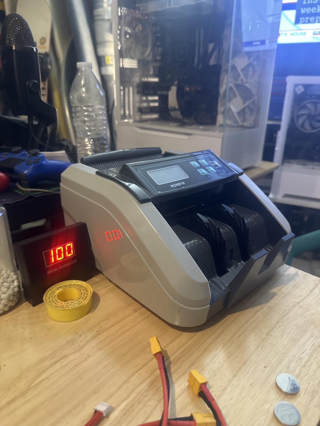 MUNBYN IMC51 Money Counter Machine Count Value, Add+Batch/Add+ Value Mode Bill Counter, UV/MG/IR/MT Detection, USD only Cash Counter,1100 Bills/min, Money Counting Machine with LCD Display (Gray) customer photo 1