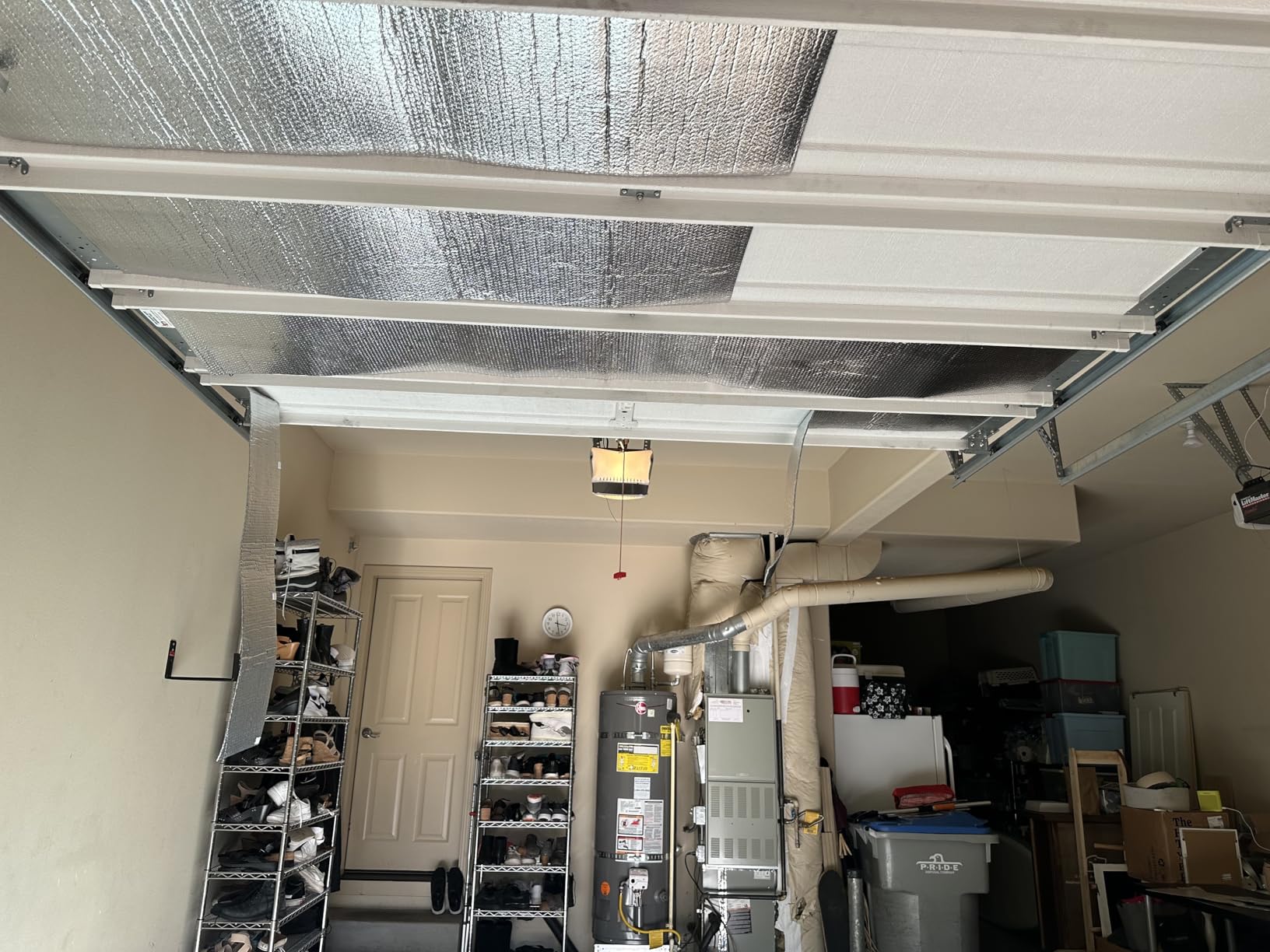 16 Pcs Garage Door Insulation Kit Double Bubble Insulation Panels Reflective Film Aluminum Radiant Barrier Thermal Shield with Adhesive Tape for Garage Greenhouse Attics Walls (24 x 54 Inch) customer photo 1