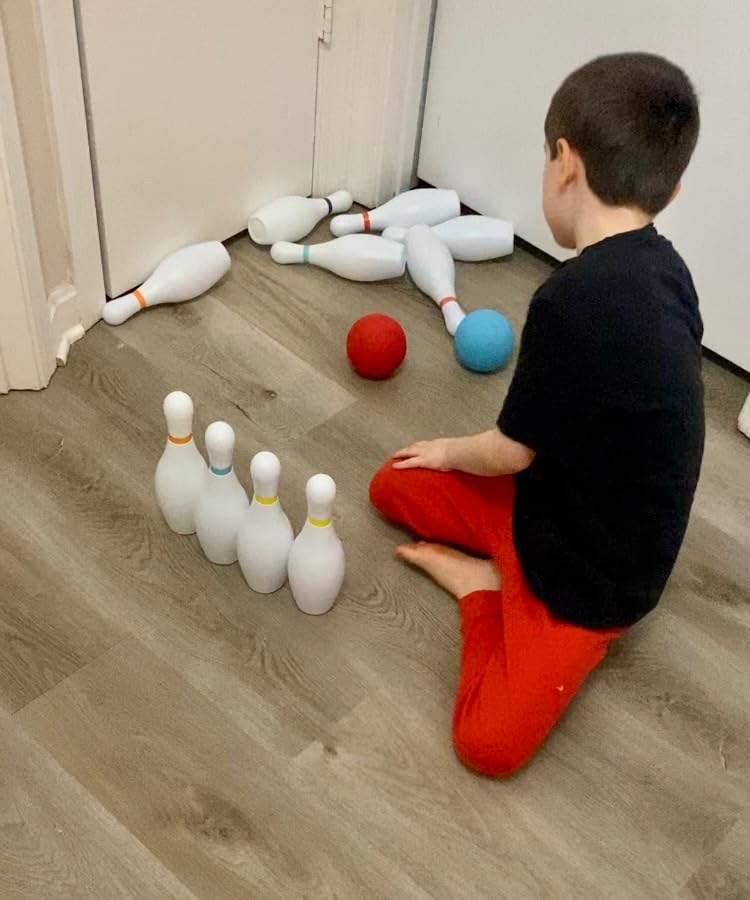 Chuckle & Roar 10-Pin Kids Bowling Set with Pin Pal - Indoor Active Game for Family Game Night, Easy Setup & Cleanup, Color & Number Learning Toy, Ages 3+ customer photo 1
