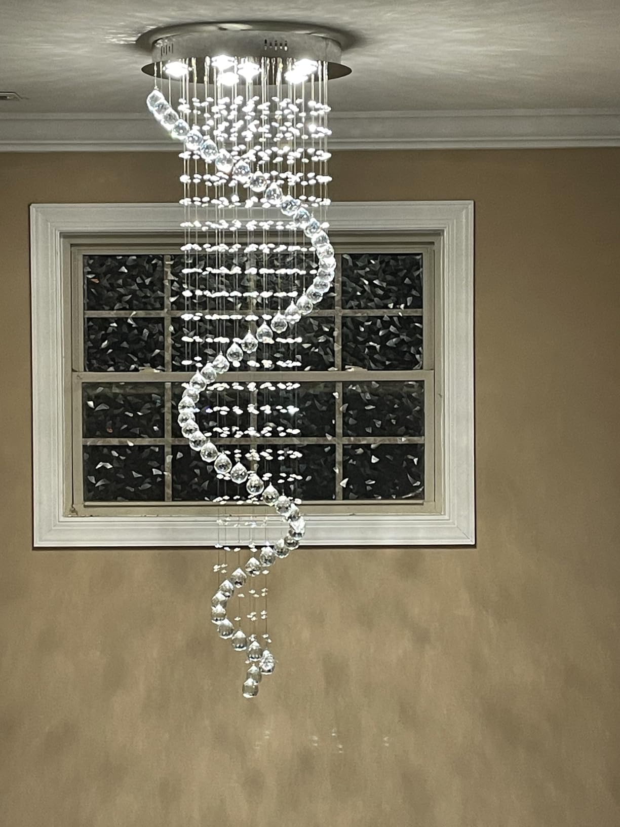 Modern Luxury 6-Lights Spiral Raindrop Crystal Chandeliers for Dining Room, K9 Crystal Ball Flush Mount Ceiling Light Fixture for Living Room, Bedroom, Bathroom, Hallway, Staircase of CRYSTOP customer photo 1