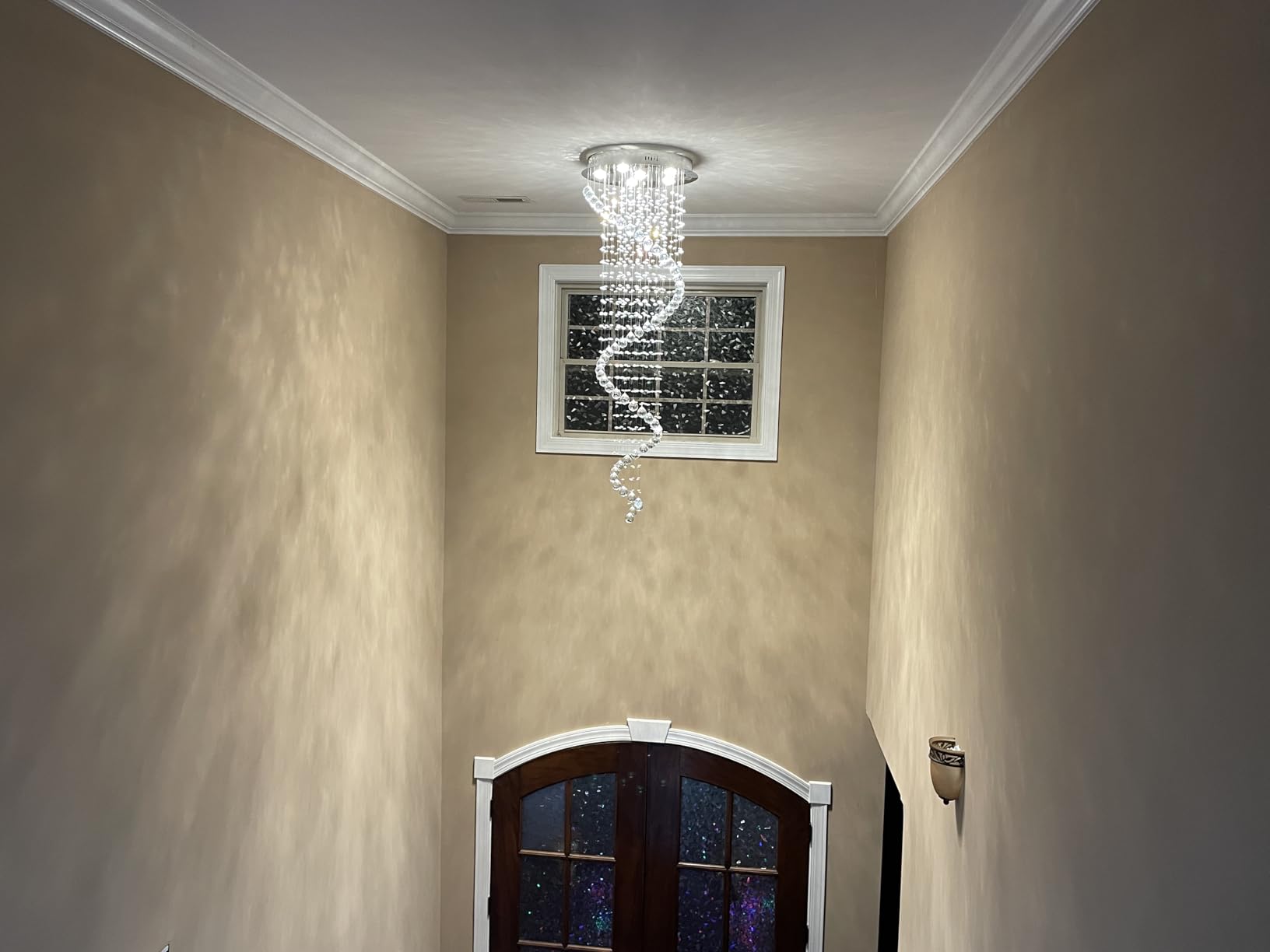 Modern Luxury 6-Lights Spiral Raindrop Crystal Chandeliers for Dining Room, K9 Crystal Ball Flush Mount Ceiling Light Fixture for Living Room, Bedroom, Bathroom, Hallway, Staircase of CRYSTOP customer photo 2