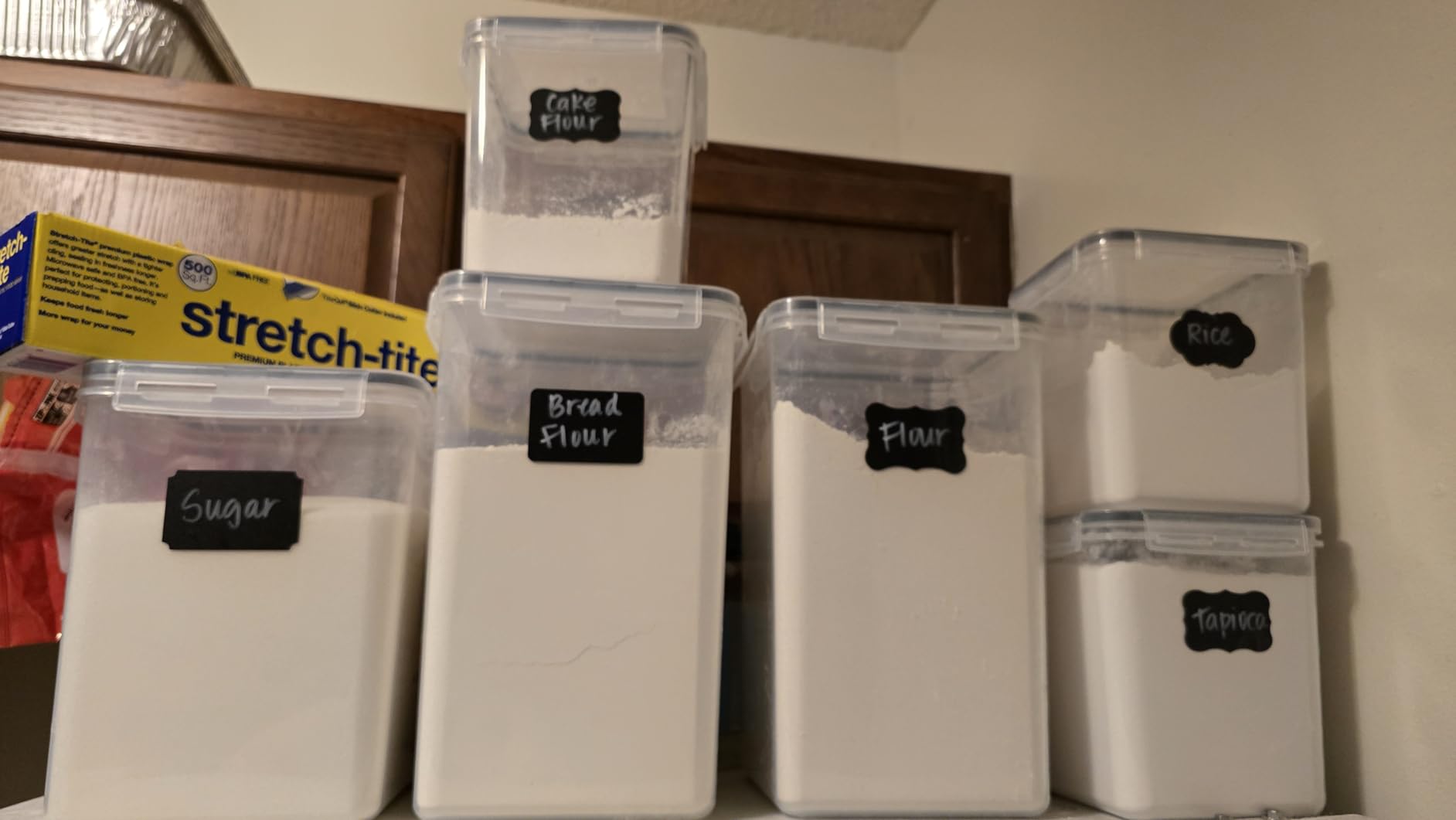 Vtopmart 10 PCS Flour and Sugar Storage Container, Large Airtight Food Canisters with Lids for Kitchen, Pantry Organization, BPA Free, Black customer photo 2