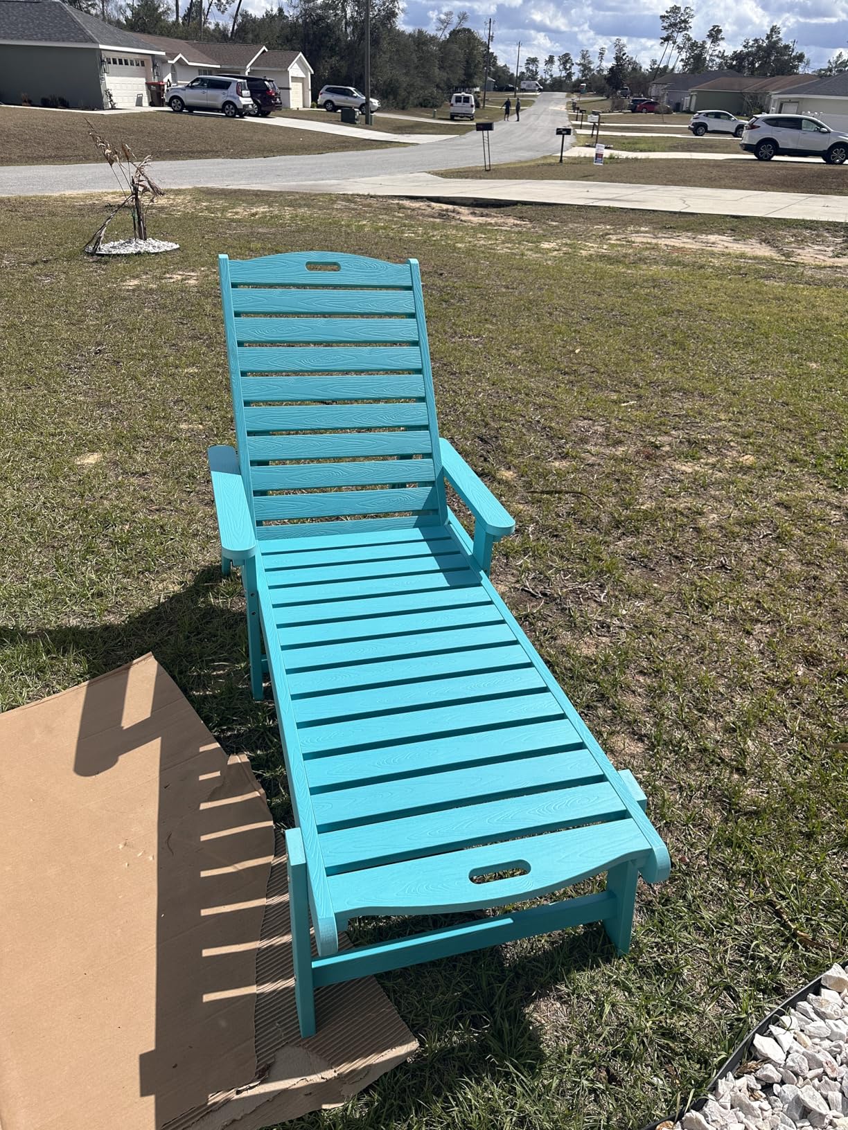 LUE BONA Outdoor Chaise Lounge Chairs Set of 2, HDPS Chaise Lounger, 5 Positions Adjustable Lounge Chairs, Pool Lounge Chair with Wheels for Poolside, Patio, Restaurant, 3 Year Warranty, Teak Color customer photo 1