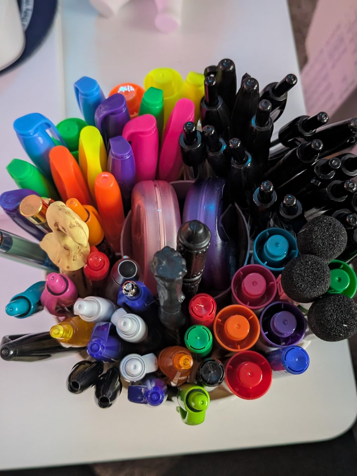 Marbrasse Desk Organizer, 360-Degree Rotating Pen Holder, Desk Organizers and Accessories with 5 Compartments Pencil Holder, Art Supply Storage Box Caddy for Office, Home (White) customer photo 2