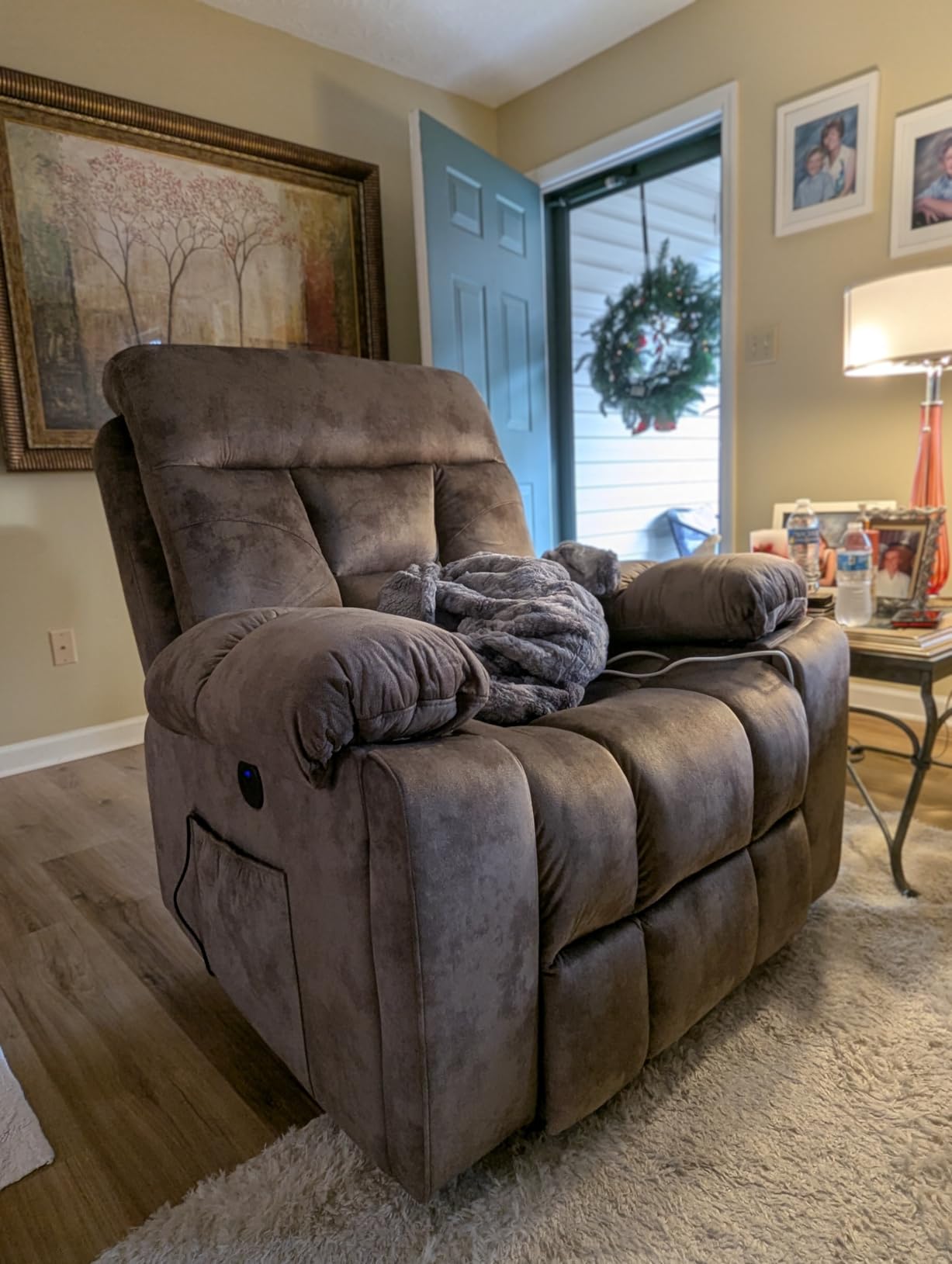 CANMOV Large Power Lift Recliner Chair with Massage and Heat for Elderly Big and Tall People, Overstuffed Wide Recliners with 2 Cup Holders, Side Pocket and USB Port, Camel customer photo 2