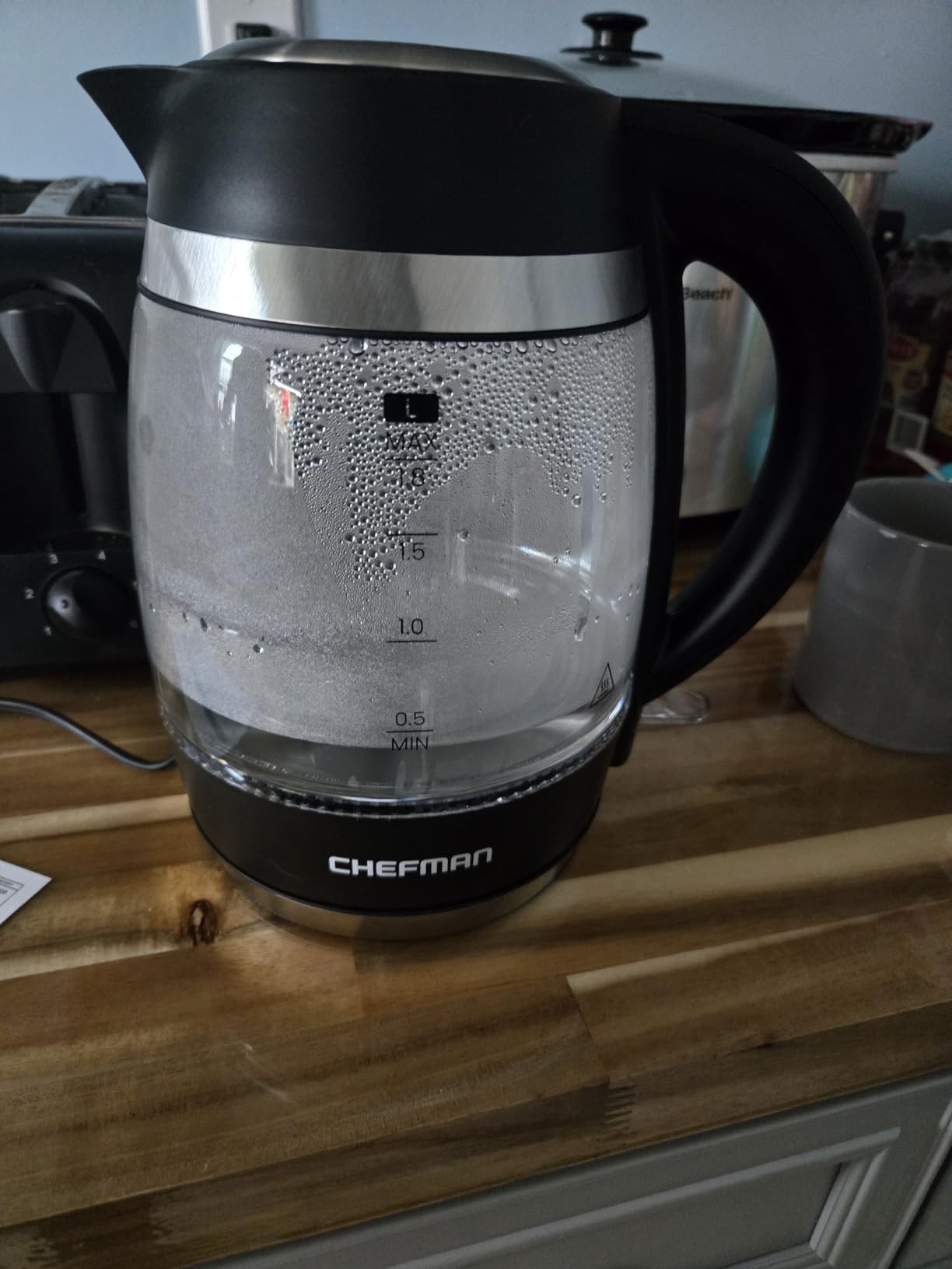 Chefman Electric Kettle, 1.8L 1500W, Hot Water Boiler, Removable Lid for Easy Cleaning, Auto Shut Off, Boil-Dry Protection, Stainless Steel Filter, BPA Free, Borosilicate Glass Electric Tea Kettle customer photo 2