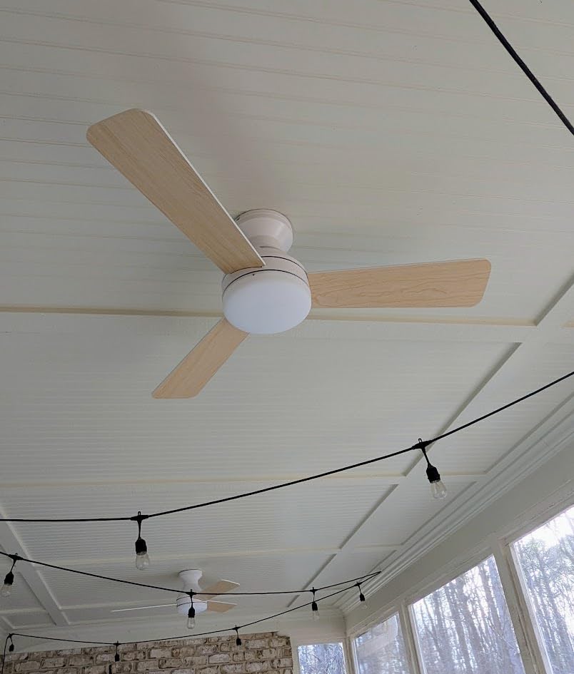 Amico Ceiling Fans with Lights, 42 inch Low Profile Ceiling fan with Light and Remote Control, Flush Mount, Reversible, 3CCT, Dimmable, Noiseless, Black Ceiling Fan for Bedroom, Indoor/Outdoor Use customer photo 1