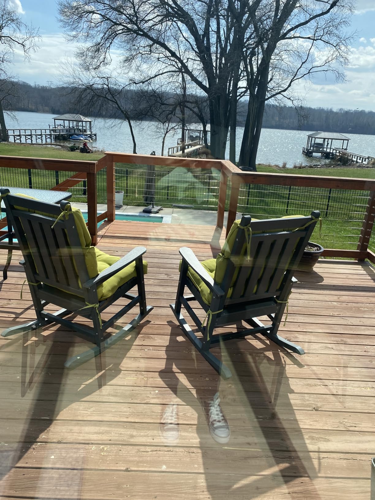 SERWALL Outdoor Rocking Chair Set of 2, HDPE Rocking Chairs for Adult, Black customer photo 1