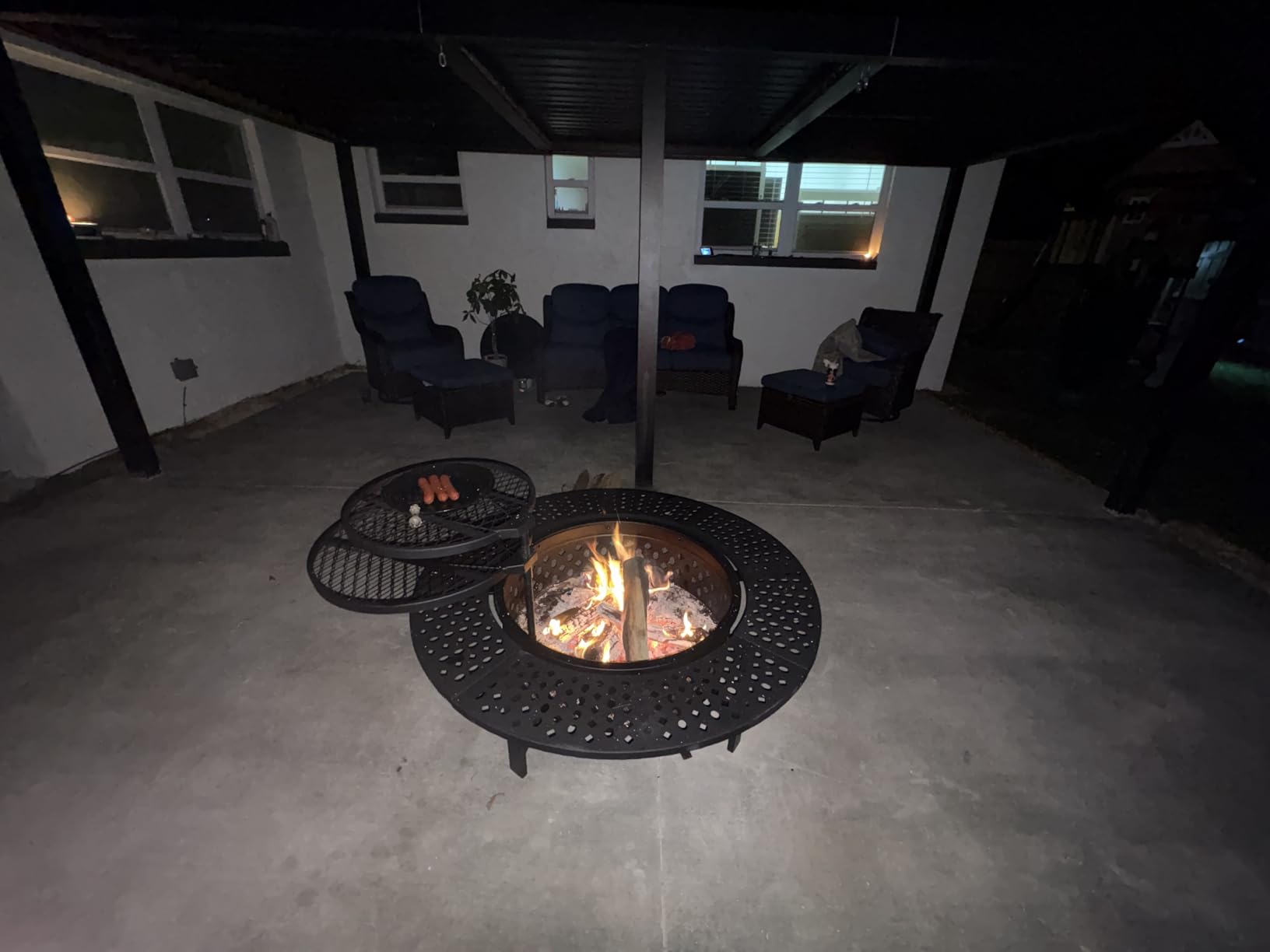 OutVue 36 Inch Fire Pit with 2 Grills, Wood Burning Fire Pits for Outside with Lid, Poker and Round Waterproof Cover, BBQ & Outdoor Firepit & Round Metal Table 3 in 1 for Patio, Picnic, Party customer photo 2