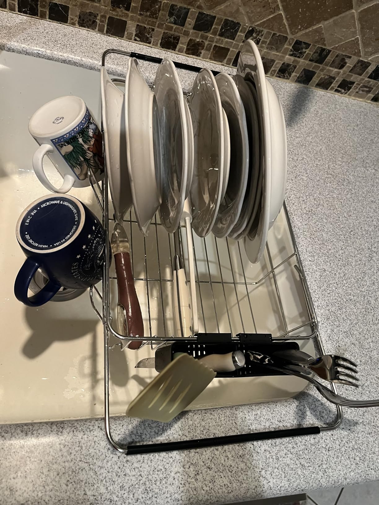 JASIWAY Dish Drying Rack in Sink, Expandable Stainless Steel Dish Drainers for Kitchen Counter, Dish Dryer Rack for Inside Sink, Over The Sink Dish Racks with Utensil Holder, Silver customer photo 2