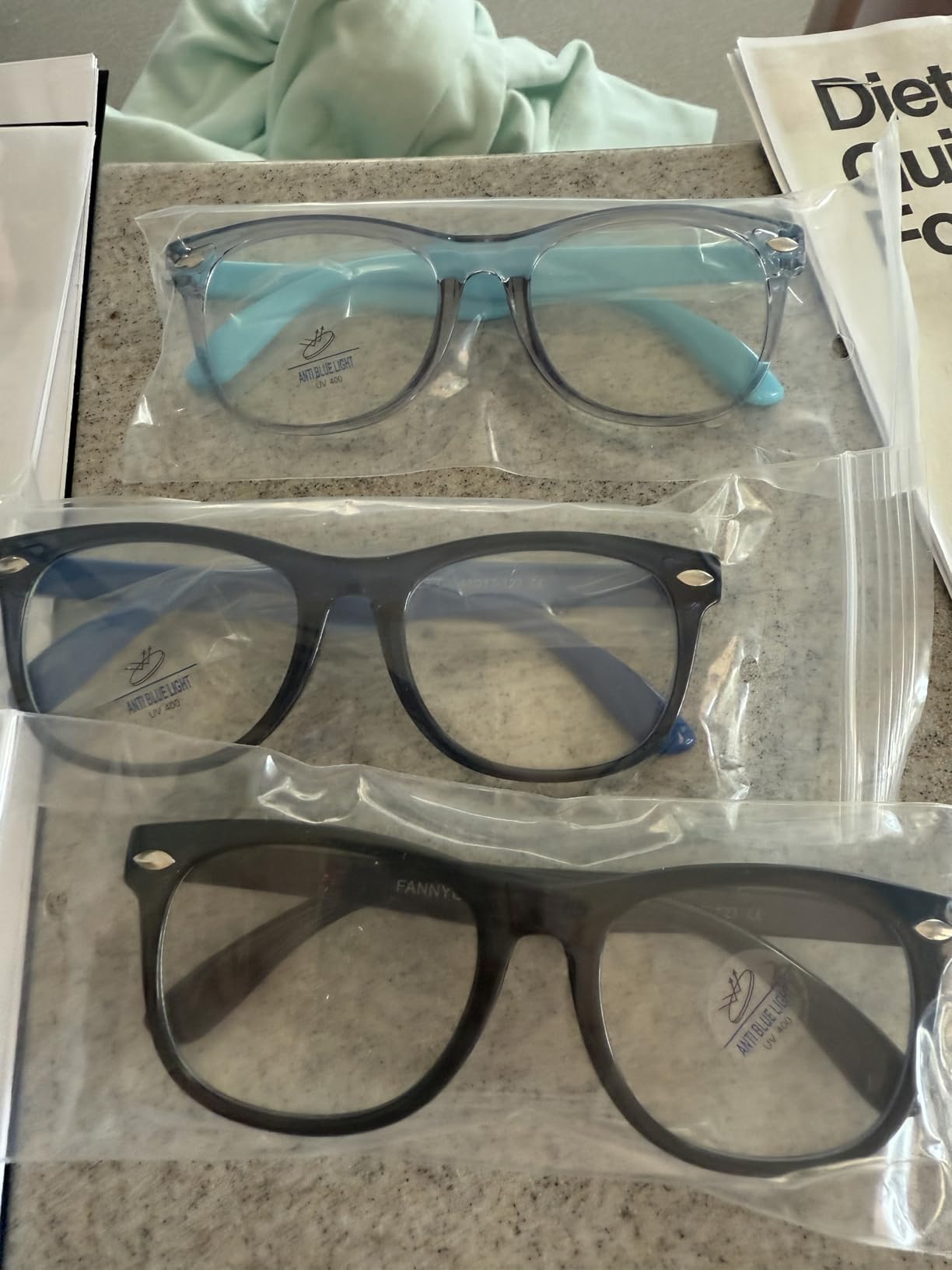 3 Pack Kid Blue Light Glasses For Kids Girls Boys Computer Blue Light Kids Glasses Clear Glasses Age 3-9 (Black + Dark blue + Light blue) customer photo 1