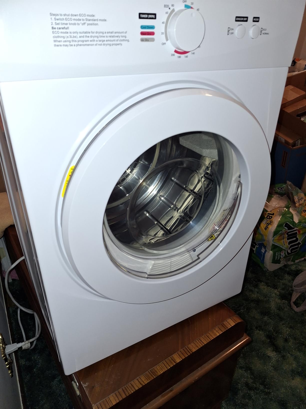 Euhomy Compact Dryer 1.8 cu. ft. Portable Clothes Dryers with Exhaust Duct with Stainless Steel Liner Four Function Small Dryer Machine, Suitable for Apartments, Dorm, RVs, White customer photo 1