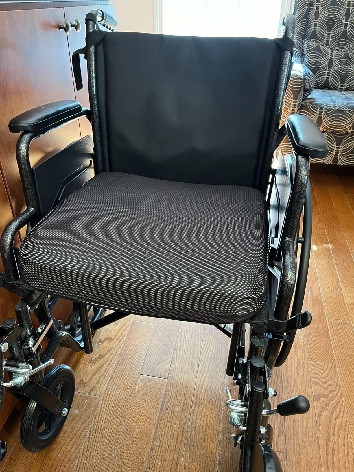 CYLEN Ifoam Gel Infused Memory Foam Layer Wheelchair Cushion - Seat Cushion for Wheelchair-Office Chair, Kitchen Chair, Car Seats-Pressure Sore and Tailbone Pain Relief-High Dense Polyfoam Base(Black) customer photo 2