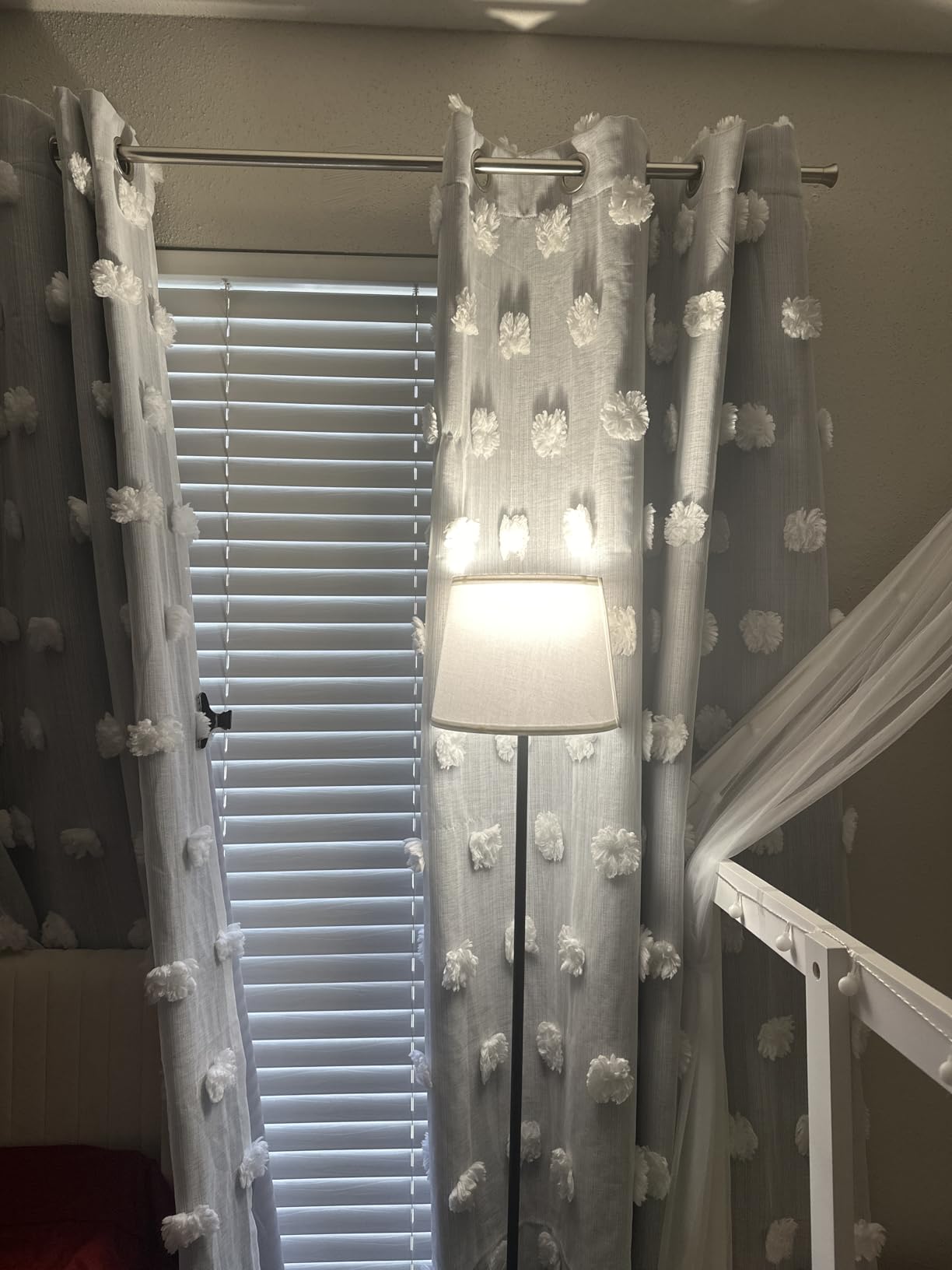 MYSKY HOME Pink Curtains for Girls Bedroom 84 Inches Long Blackout Nursery Curtains Double Layer Pom Pom Sheer Overlay Kids Toddler Room Decor Grommet Privacy Room Darkening Window Drapes 52 x 84 Inch customer photo 2