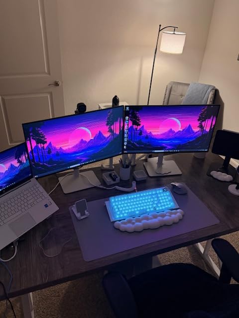 JIKIOU Upgrade Leather Cloud Keyboard Wrist Rest, Cloud Wrist Rest with Non-Slip PU Base, Comfortable Memory Foam Wrist Rest for Computer Laptop Mac Gaming Office and Pain Relief Wish New Year Gift customer photo 2