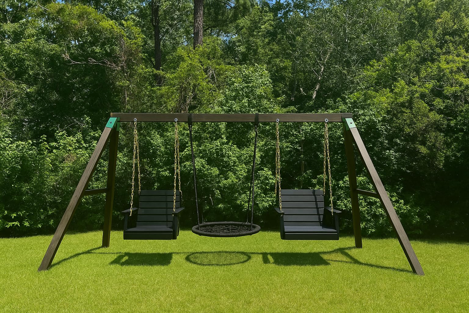 VINGLI Heavy Duty 1600 LBS HDPE Porch Swing Outdoor with Rotatable Cup Holder, 4 FT Patio Bench Swing with Adjustable Chains, 2 Person Hanging Porch Swing Chair for Porch, Yard, Tree, Garden - White customer photo 1