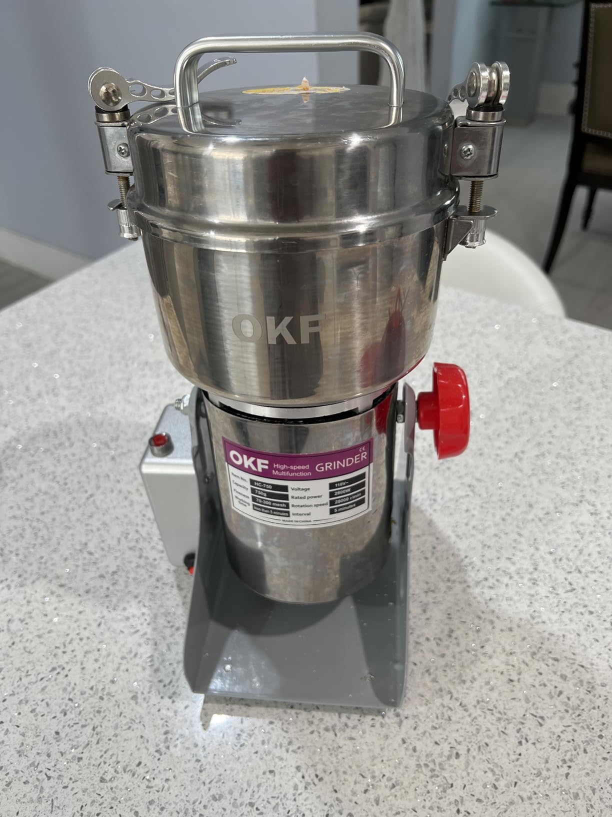 750g Grain Mill, 304 Stainless Steel Spice Grinder, 2800W High-speed Commercial Flour Mill, Superfine Flour Mill Grinder for Home, Grain Mill for Flour customer photo 1