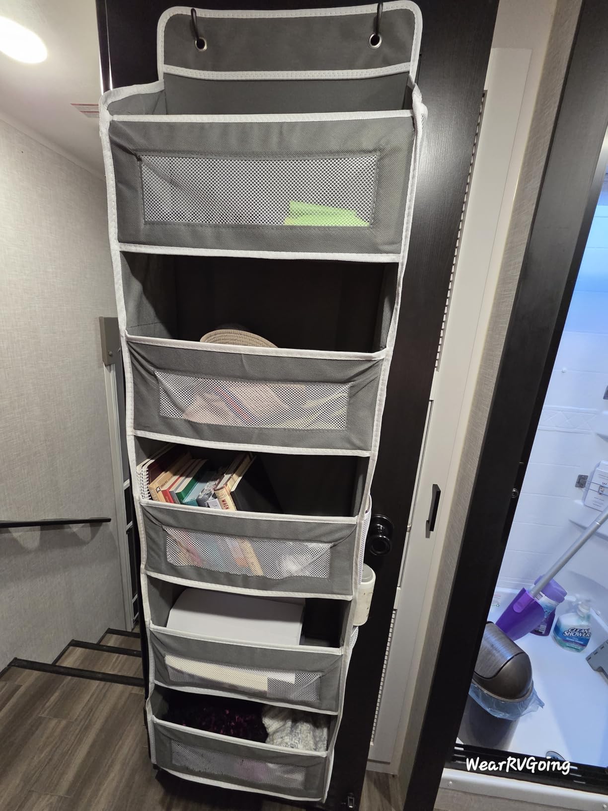 JARLINK Over The Door Organizer Storage, 5 Shelf Hanging Door Organizer with 5 Large Capacity Pockets, Anti Tilt 44 lb Load Behind Door Storage for Bedroom, Bathroom, Pantry, Nursery customer photo 1