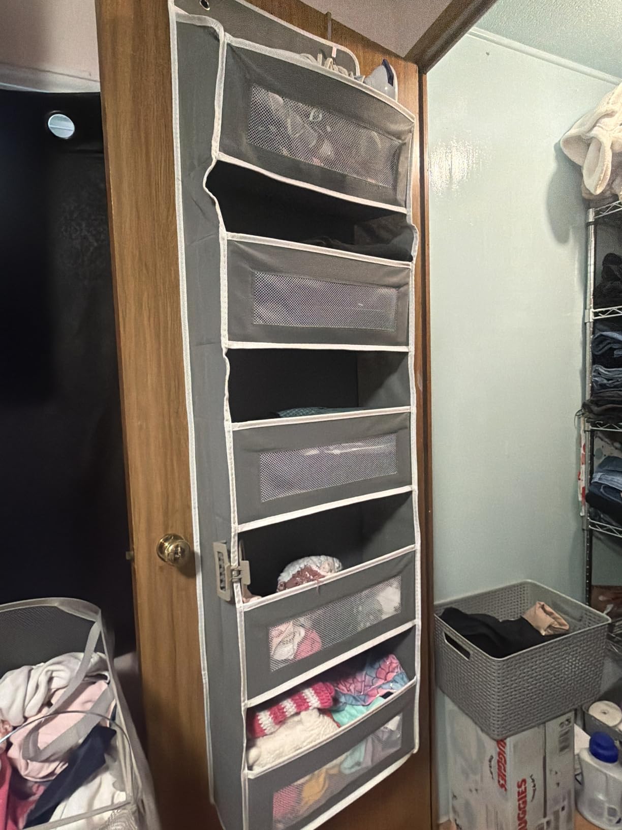 JARLINK Over The Door Organizer Storage, 5 Shelf Hanging Door Organizer with 5 Large Capacity Pockets, Anti Tilt 44 lb Load Behind Door Storage for Bedroom, Bathroom, Pantry, Nursery customer photo 2