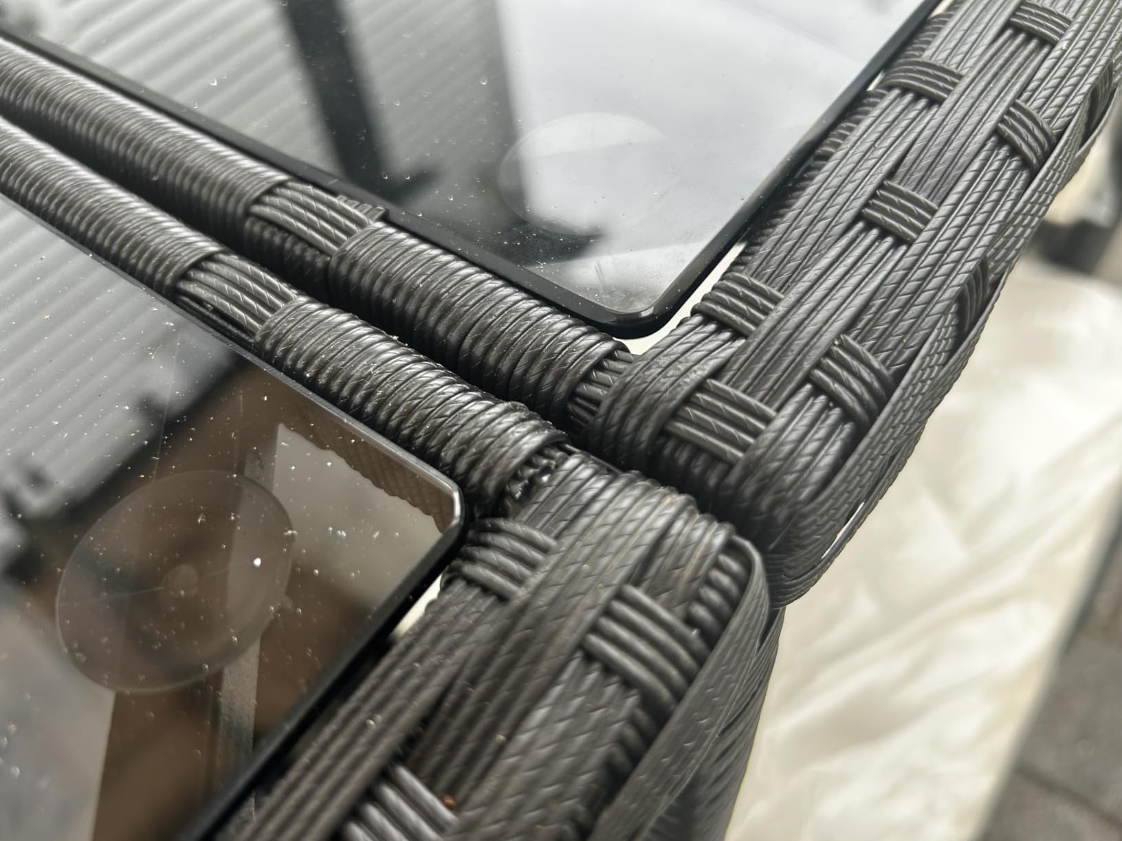 Yaheetech 9-Piece Patio Dining Sets, Outdoor Space Saving Rattan Chairs with Glass Table, Wicker Sectional Conversation Furniture Set with Removeable Cushions, Black/Beige customer photo 2