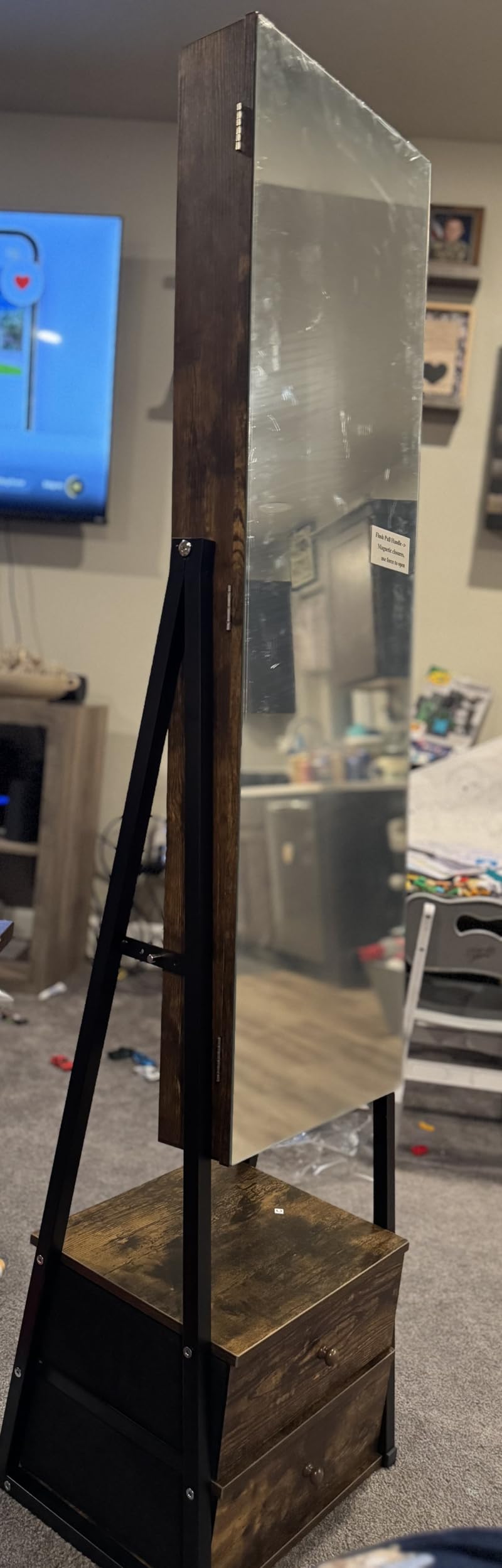 Nicetree Jewelry Cabinet Armoire with 2 Drawers, Lockable Standing Mirror Jewelry Cabinet, Full Length Mirror with Jewelry Storage, Gift Idea, White customer photo 2