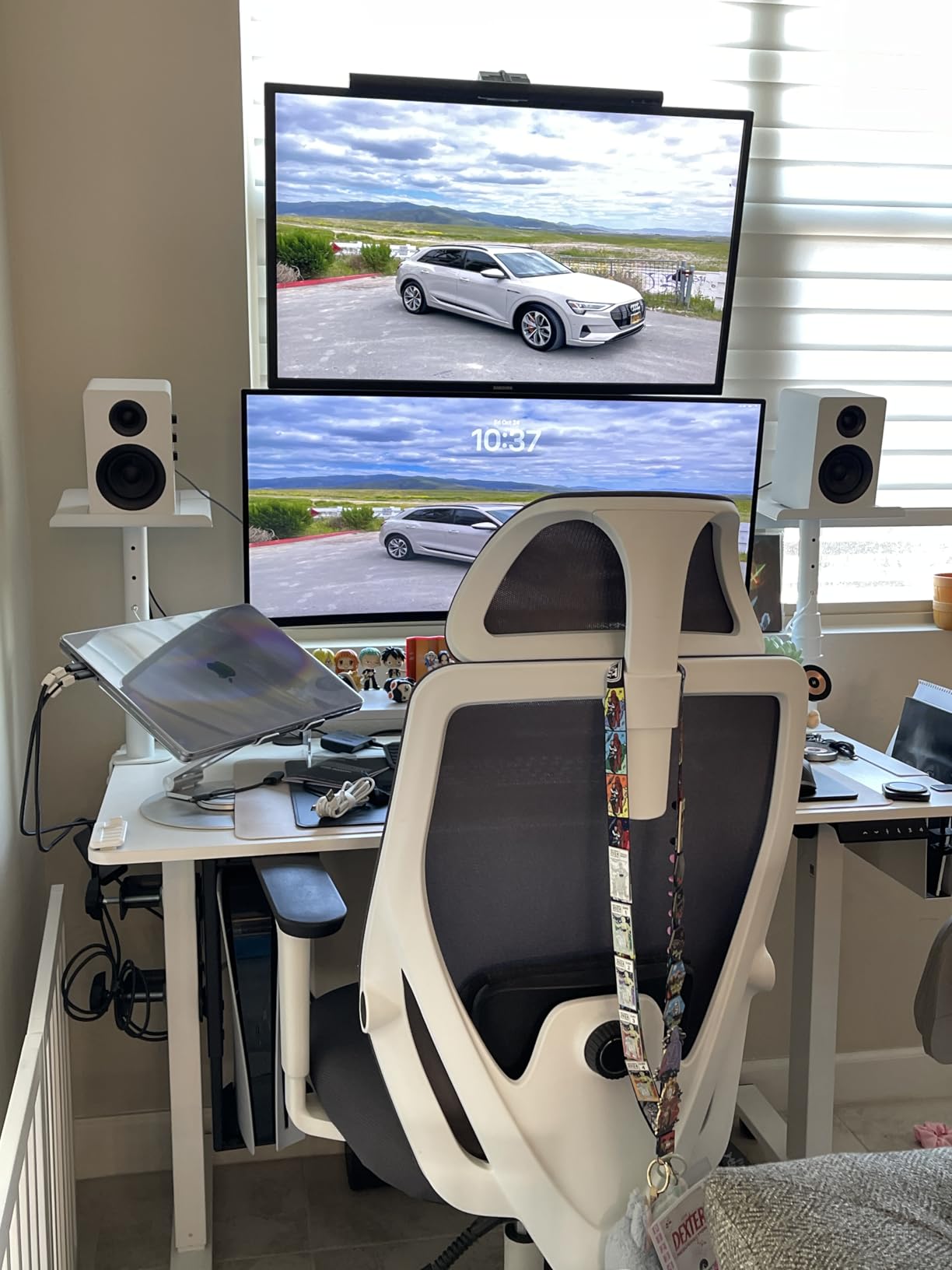 suptek Clamp-on Speaker Stand Desk Mount Set, Height Adjustment, Tilt, Swivel, 9.6 x 8.8 inch Trays, Universal Audio Holders for Computer and Bookshelf Speakers, Elevated Sound, 2 Pack, Black, SDM001B customer photo 1