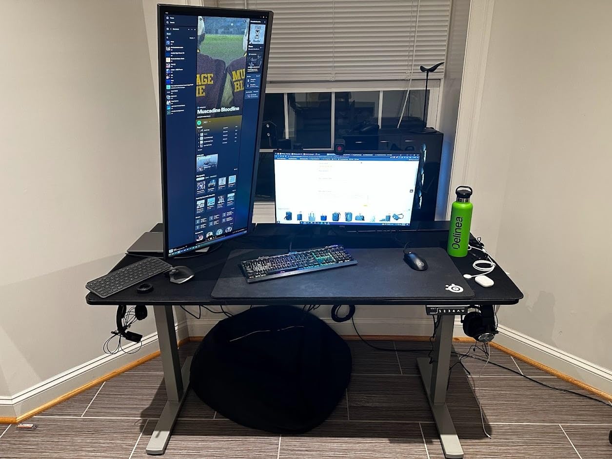 VIVO Electric 60 x 30 in Standing Adjustable Gaming Desk with Hidden Cable Trays, Full-Size Mouse Pad, Holds 220 lbs, Black Top Black Frame, DESK-KIT-1B6-P3B customer photo 2