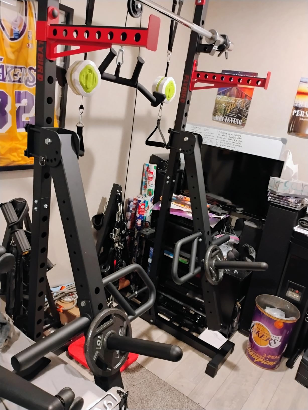 FLYBIRD Squat Rack with Pull-Up Bar, Adjustable Multi-Functional Power Rack customer photo 1