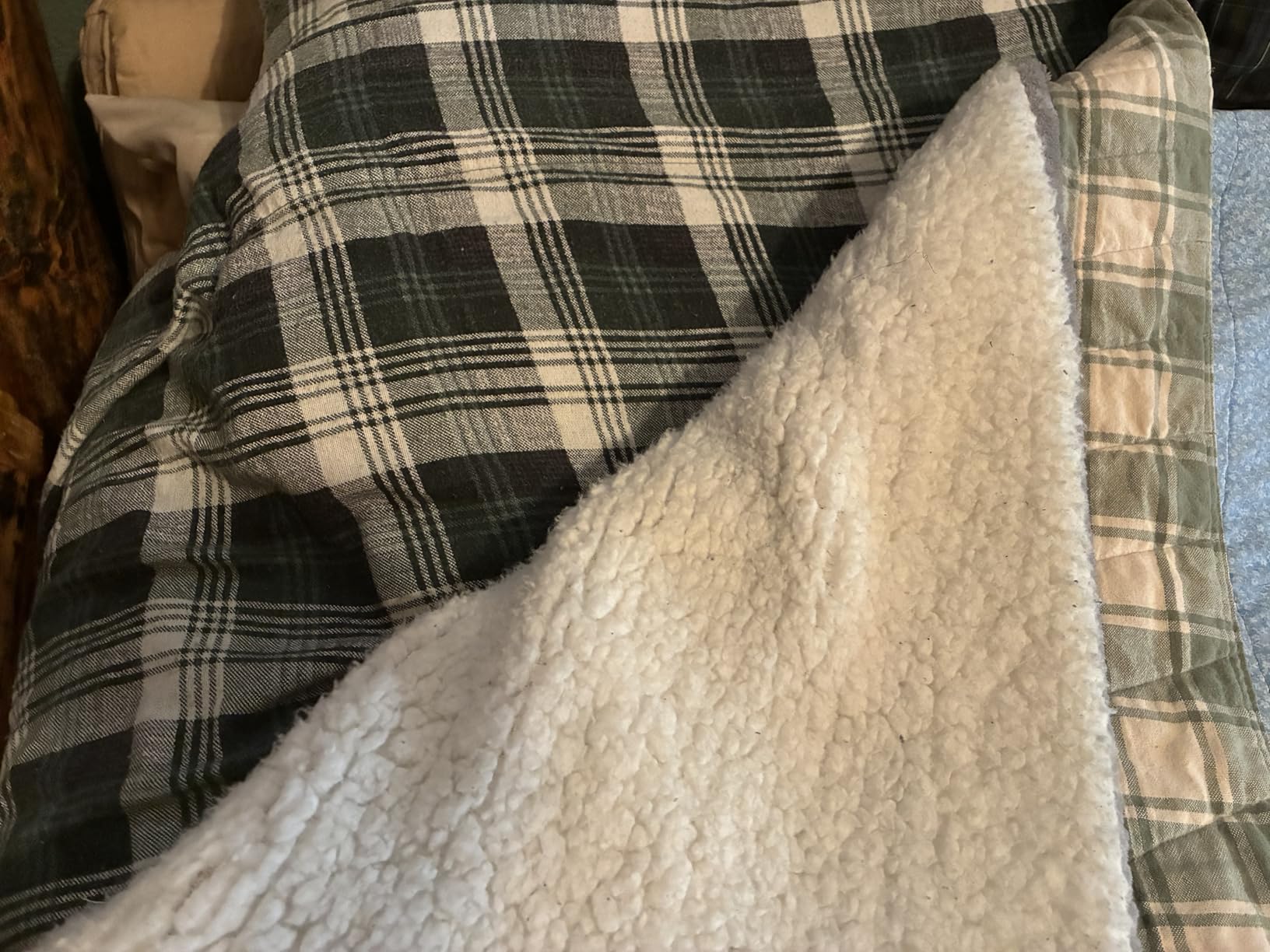 Heated Blanket Electric Blanket King Waffle, 90x100 Inches Dual Controllers Sherpa Fleece Fast Heating Blanket 6 Heating Levels & 10 Hours Auto Off ETL Certification, Sage King customer photo 2