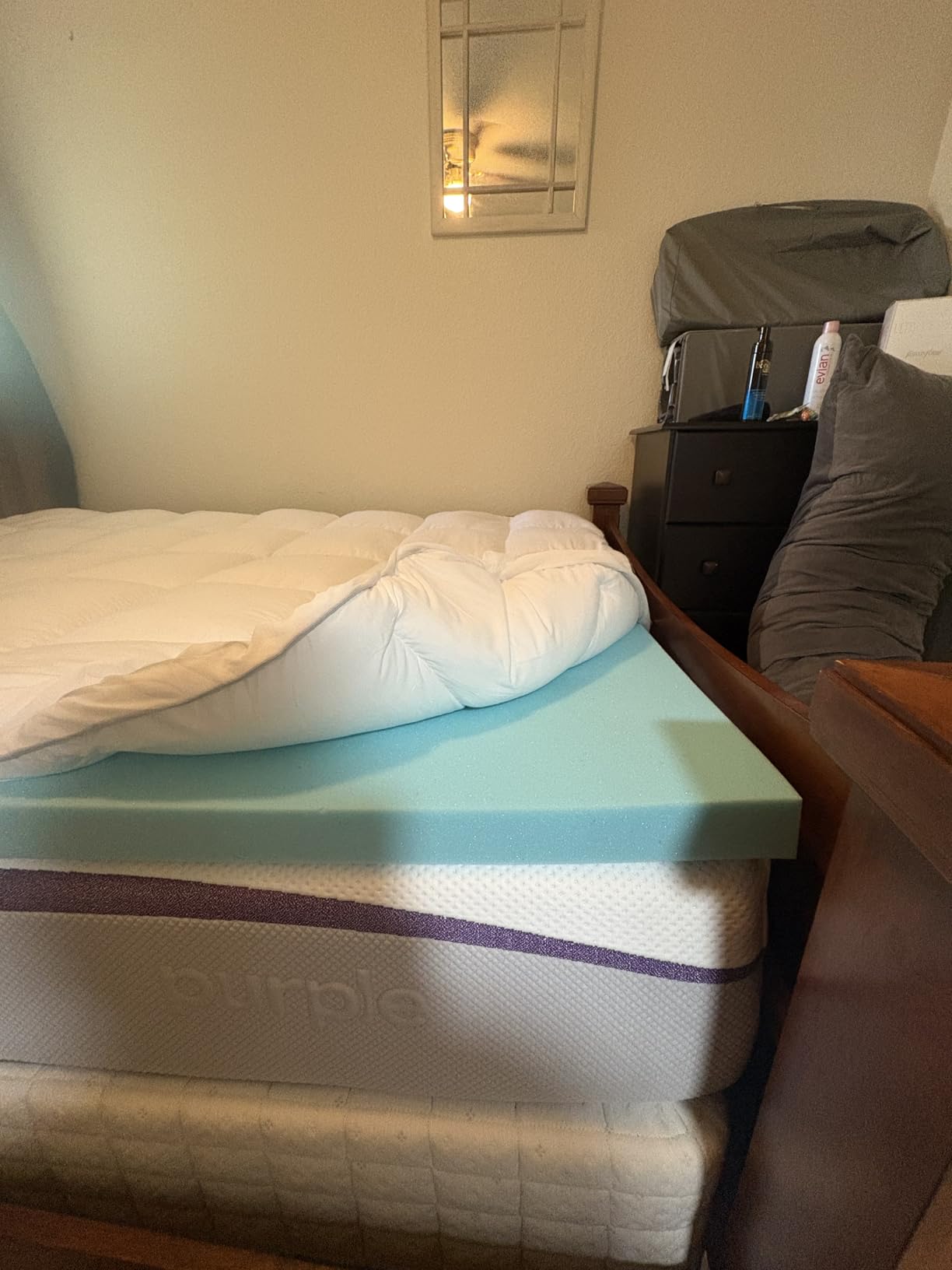 MASVIS King Size Dual Layer 4 Inch Memory Foam Mattress Topper, 2 Inch Gel Memory Foam and 2 Inch Cooling Pillow Top Mattress Pad Cover for Back Pain customer photo 1