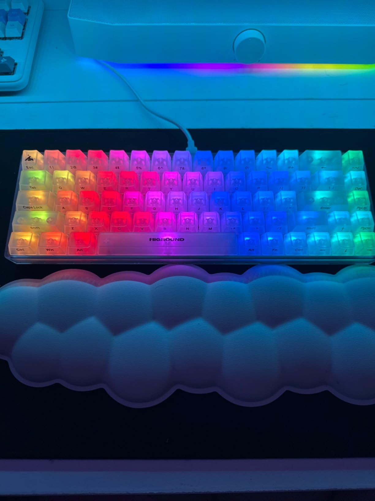 Higround Crystal Amethyst Basecamp 65% Mechanical USB Wired Gaming Keyboard, White Flame Switches, Programable RGB, Transparent/Translucent, Hot-Swappable, Deep Thock Creamy Sounding PC Keyboard customer photo 2