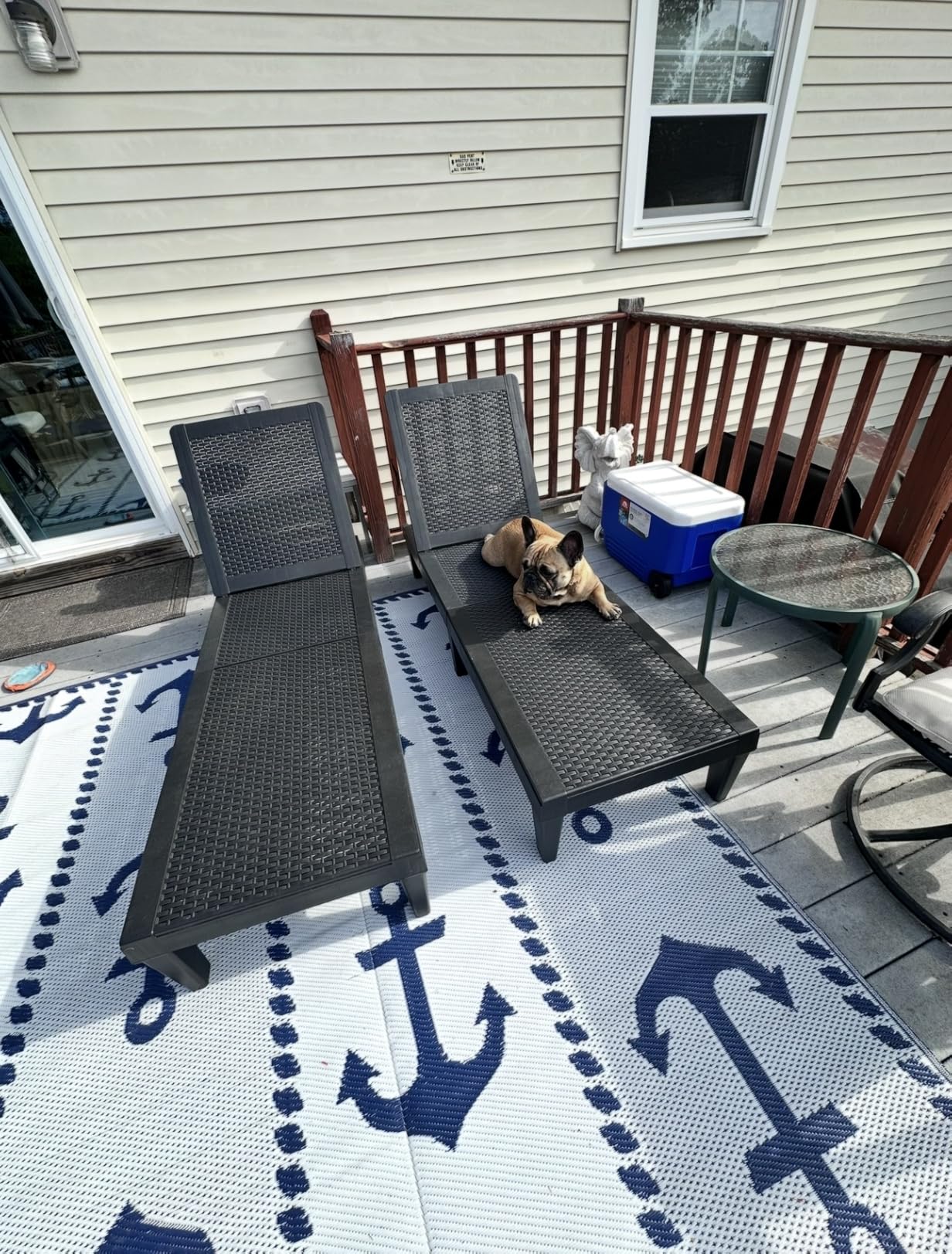 Devoko Outdoor Chaise Lounge Chair Set of 2 for Outside Pool Patio, Adjustable Waterproof Easy Assembly Chaise Lounge Outdoor (Black, Set of 2) customer photo 1