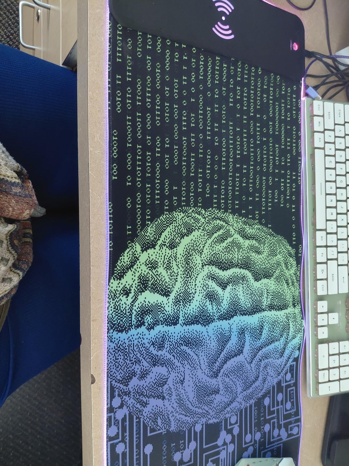 ToLuLu Wireless Charging RGB Gaming Mouse Pad, 15W LED Mouse Mat with 30W Charger, 14 Light Modes Large Mousepad with Wrist Support, Non-Slip Rubber Base Desk Mat Computer Keyboard Pad, Galaxy Nebula customer photo 2