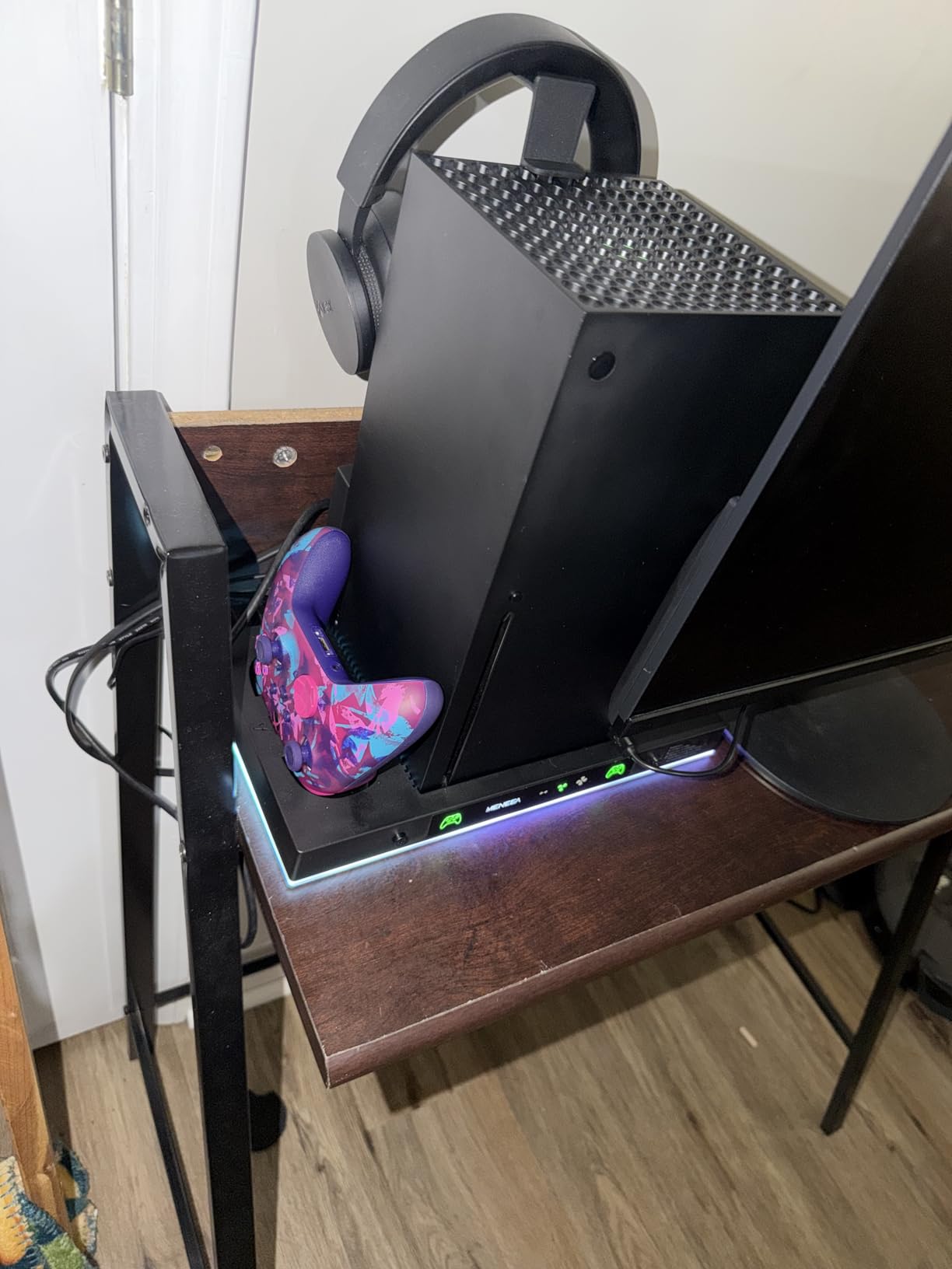 Upgrade Cooling Fan&Dual Charging Stand for Xbox Series X Console&Controller,Cooler Charger Station System for XSX with 15 RGB Light, 2x1400mAh Rechargeable Battery,Disc Accessories Storage (Black) customer photo 1