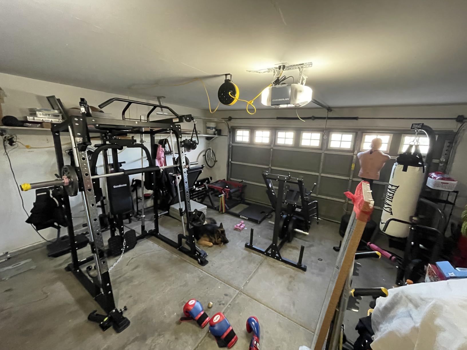 SunHome Smith Machine, Power Cage Squat Rack with Smith Bar, LAT Pull-Down Systems, Cable Crossover Machine and Cable Attachment for Home Gym customer photo 2