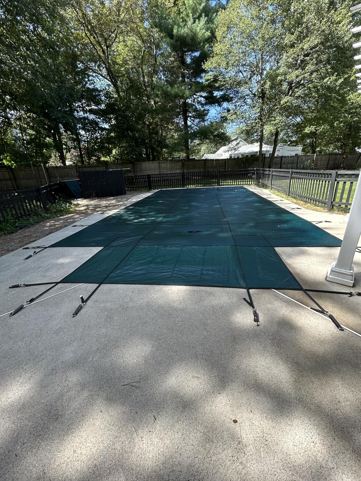 Pool Safety Cover Fits Rectangle Swimming Pool with Step, Mesh High Strength Solid inground Pool Cover, Winter Pool Covers for Inground Pools (Green, Fits 16x32ft+4x8ft Pools with Center Step) customer photo 1