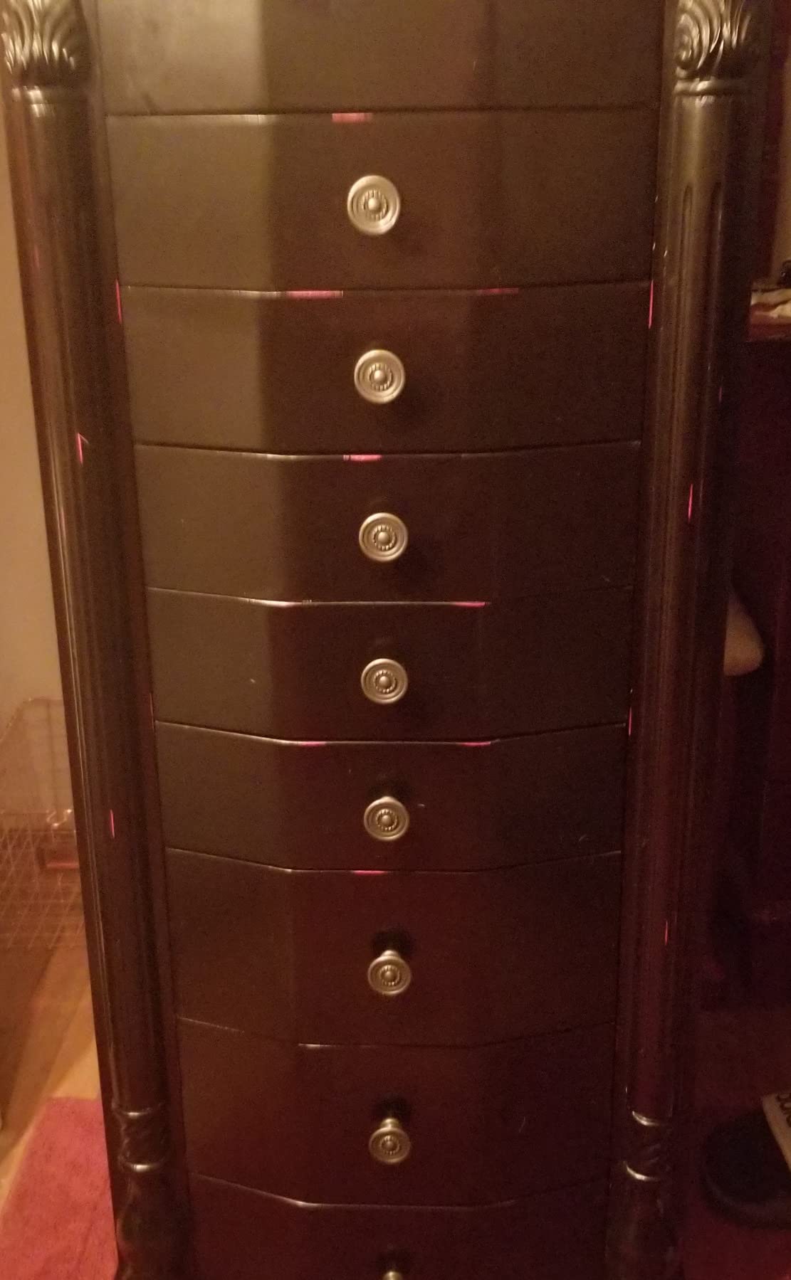 Hives and Honey Henry Locking Jewelry Armoire with Charging Port - 8 Drawer Anti-Tarnish Organizer with Mirror, Ring Rolls, Necklace Hooks & Side Doors customer photo 2