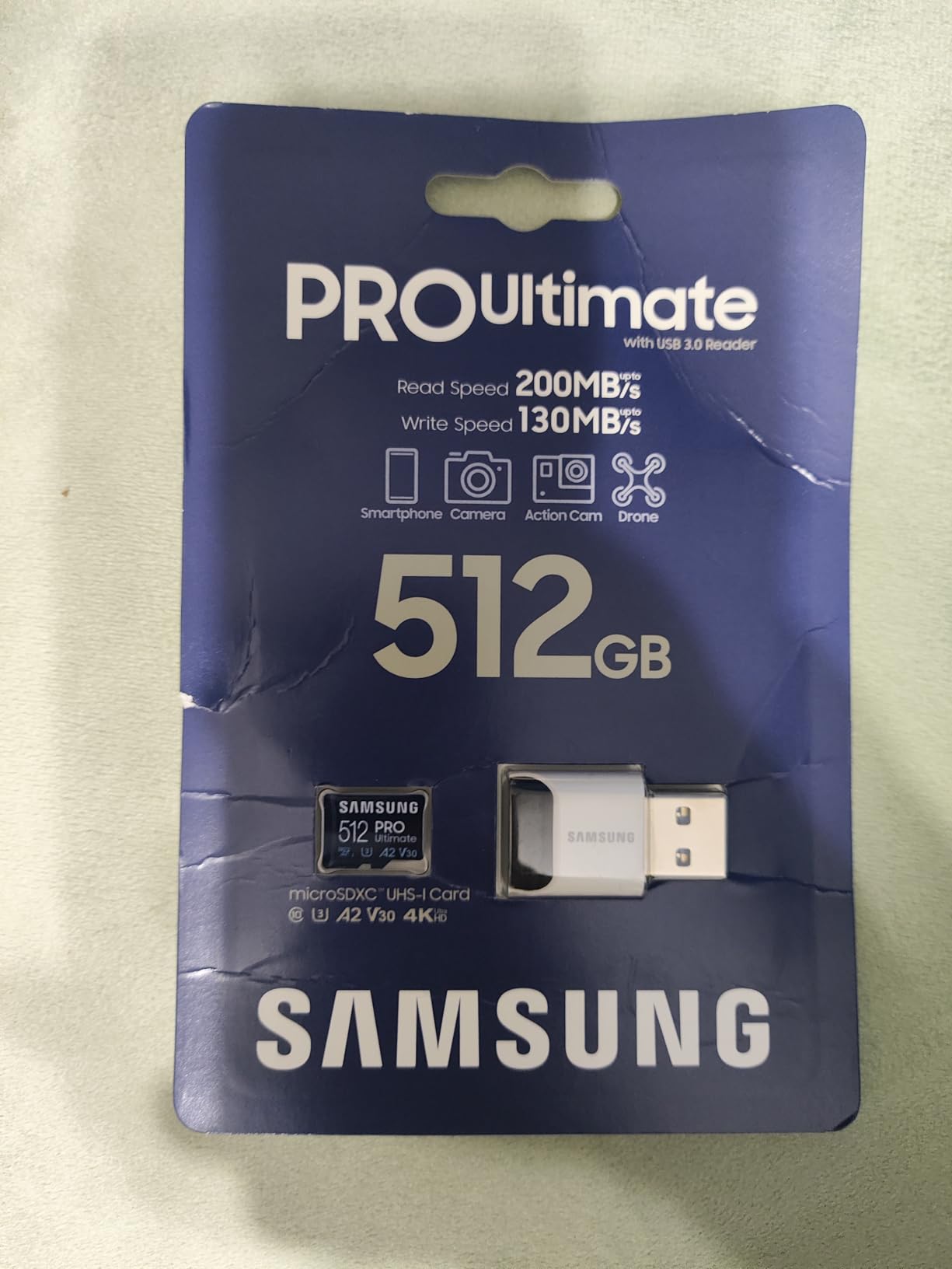 Samsung PRO Ultimate microSD Memory Card + Adapter, 512GB microSDXC, Up to 200 MB/s, 4K UHD, UHS-I, Class 10, U3,V30, A2 for GoPRO Action Cam, DJI Drone, Gaming, Phones, Tablets, MB-MY512SA/AM customer photo 1