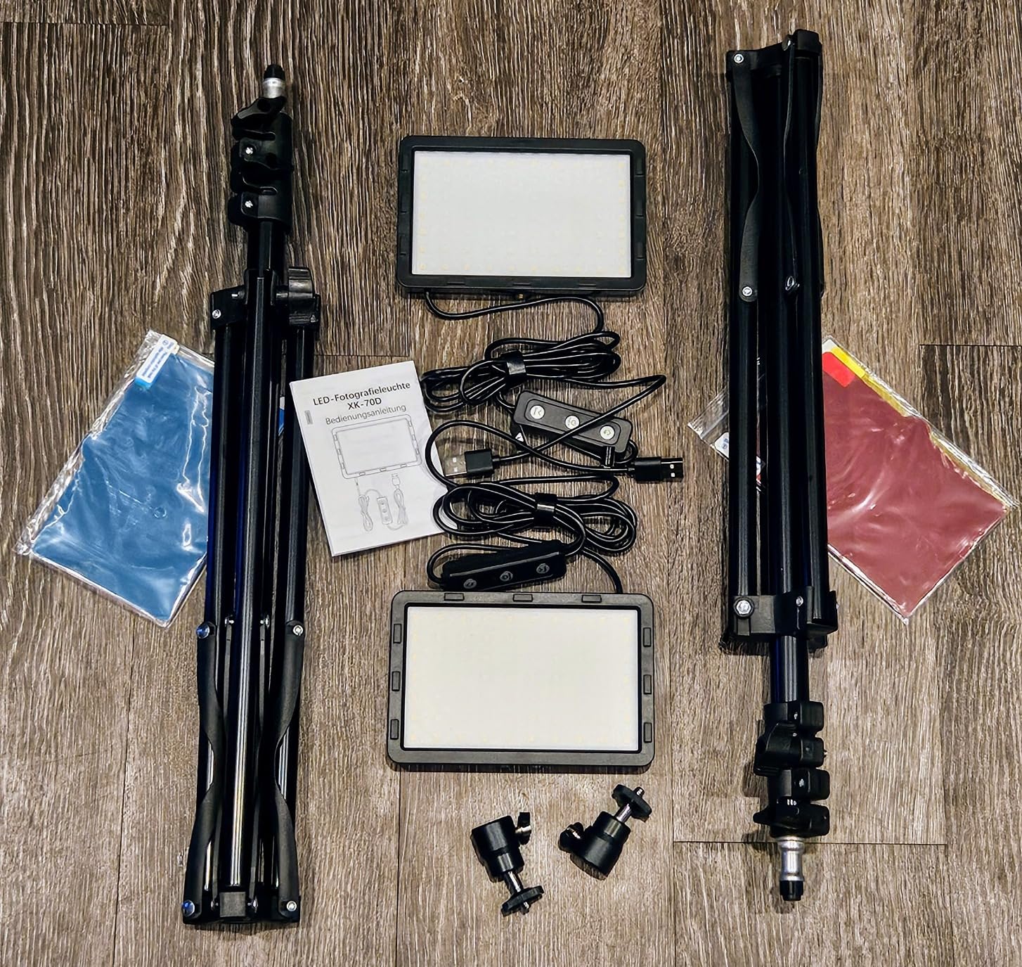 LED Video Light Kit 2Pcs, Hagibis Studio Lights 18 Color Filters for Photography Lighting with Adjustable Tripod Stand Streaming Lights for Photo Camera Recording Computer Zoom Stream TikTok YouTube customer photo 2