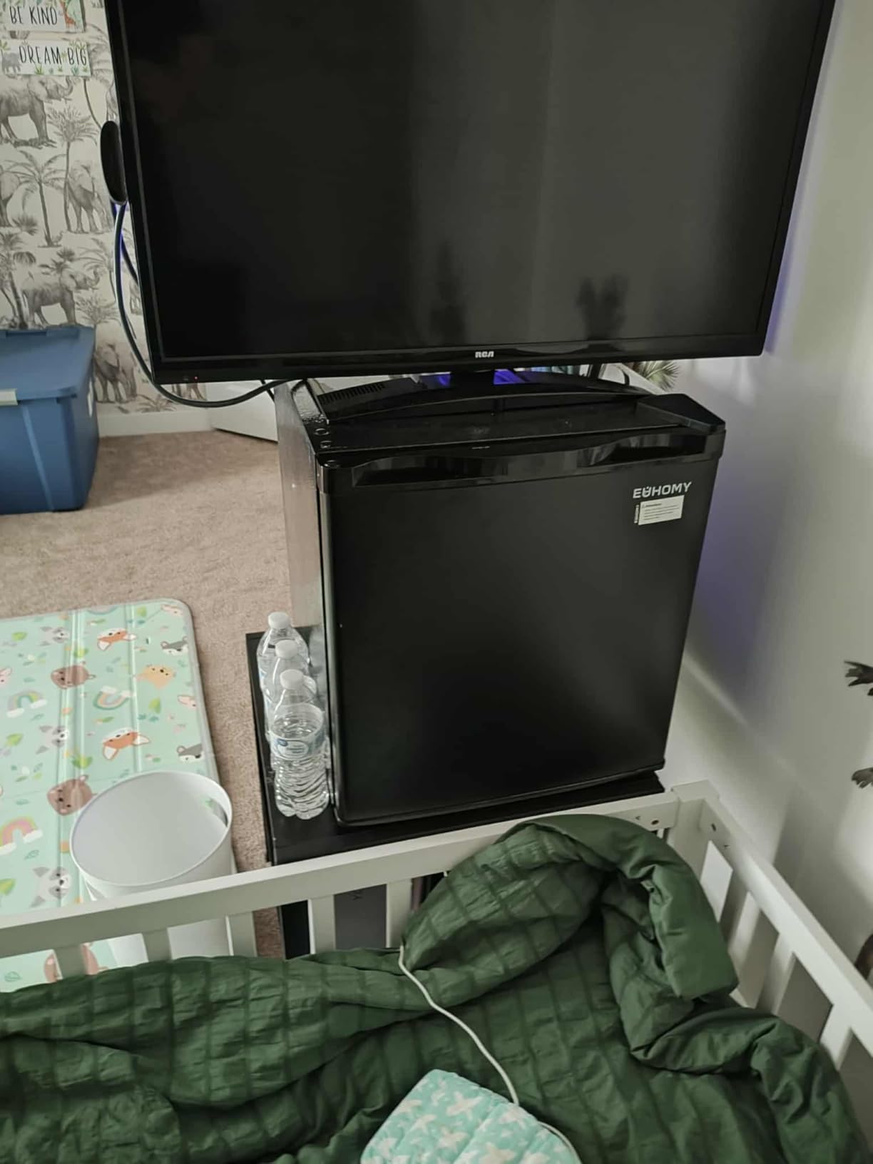 EUHOMY 1.7 Cu.Ft Mini Fridge, Reversible Single Door Compact Refrigerator, Adjustable Thermostat, Energy Saving, Mini Fridge for Bedroom, Office, Dorm, Black customer photo 2