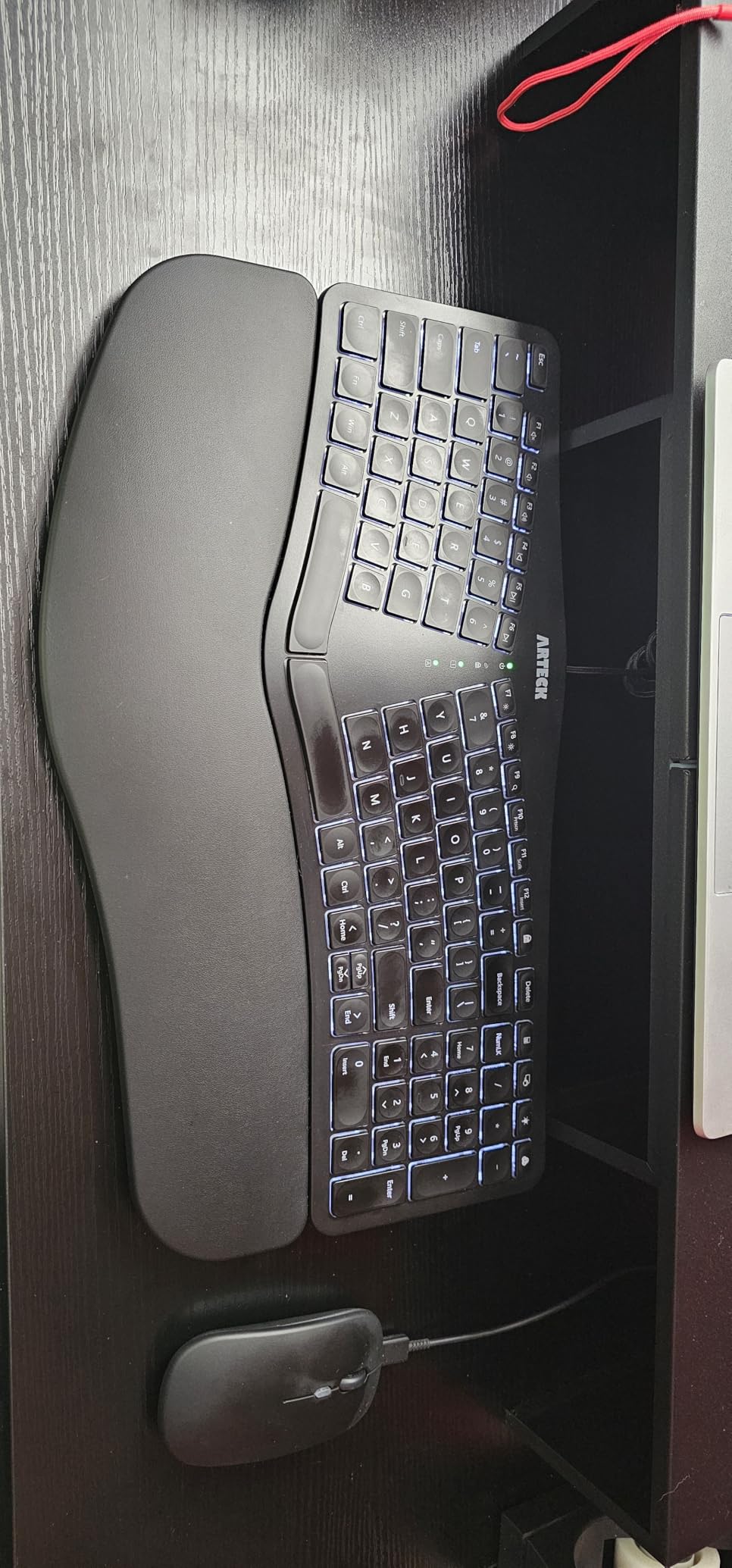 Arteck Ergonomic USB Wired Keyboard with Cushioned Wrist & Palm Rest, Backlit 7 Colors & Adjustable Brightness Comfortable Natural Split Keyboard with 6 Feet Wire for Windows Computer Desktop Laptop customer photo 1