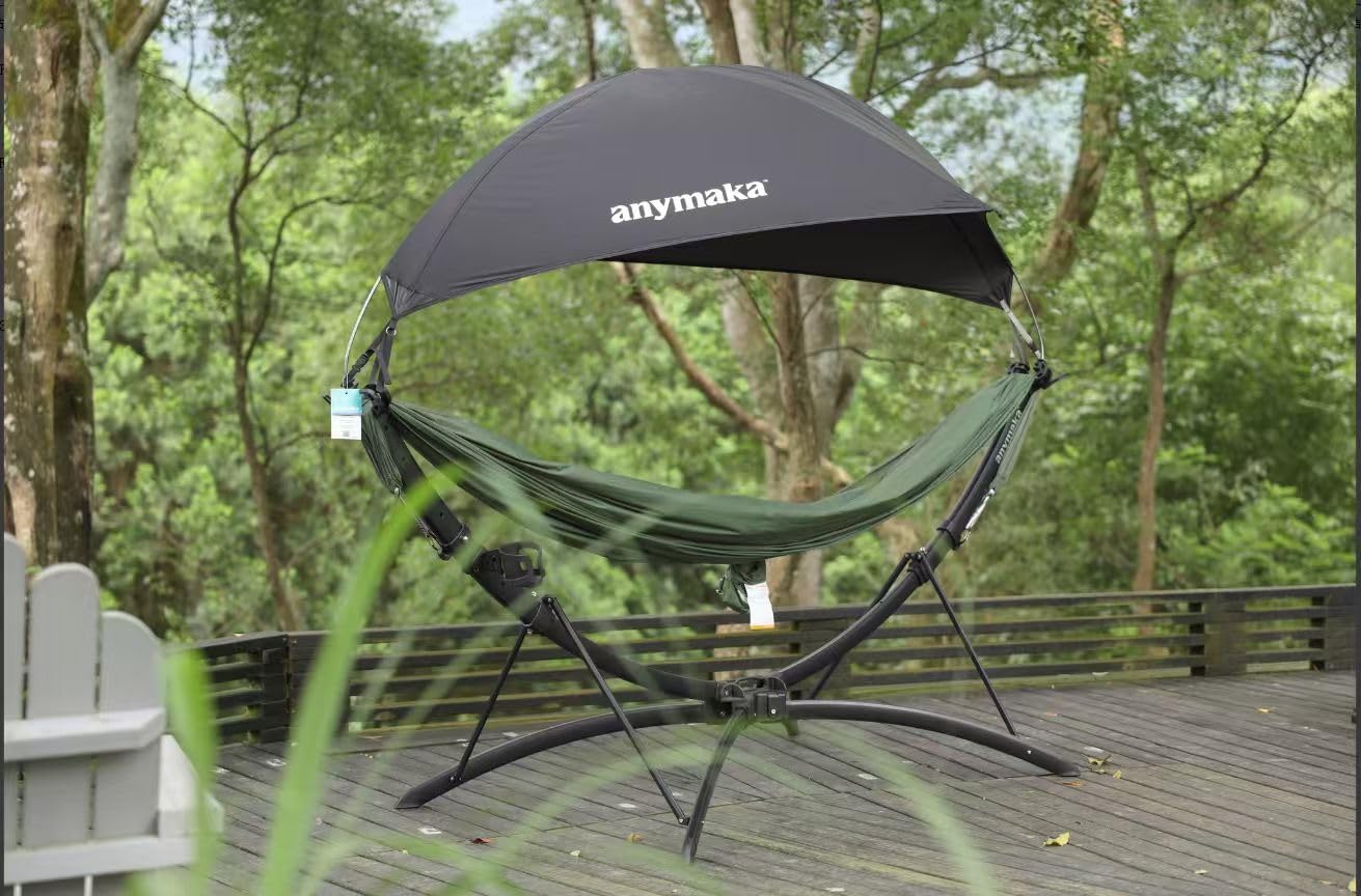 anymaka Portable Hammock Stand Only- Set Up in 3 Seconds - Supports 2 Person up to 550 LBS - Stable on Any Terrain, Weather Resistant (Travel Bag Included) customer photo 1