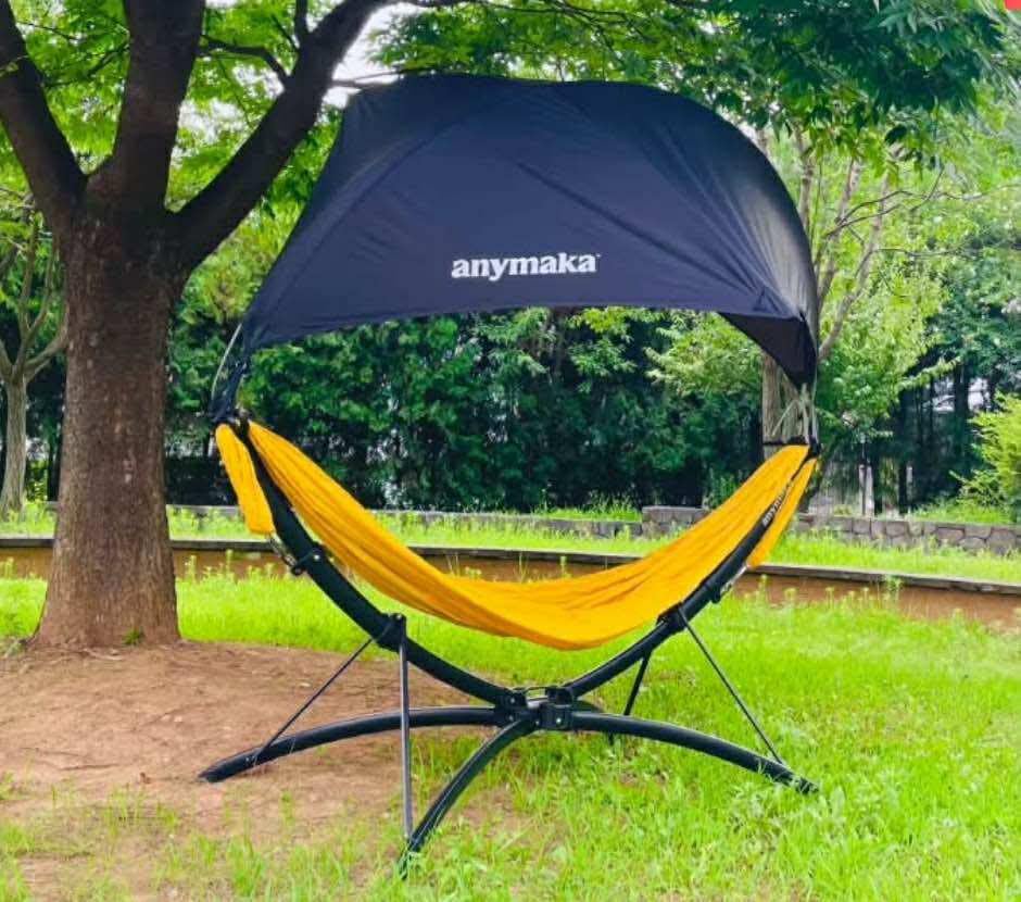 anymaka Portable Hammock Stand Only- Set Up in 3 Seconds - Supports 2 Person up to 550 LBS - Stable on Any Terrain, Weather Resistant (Travel Bag Included) customer photo 2