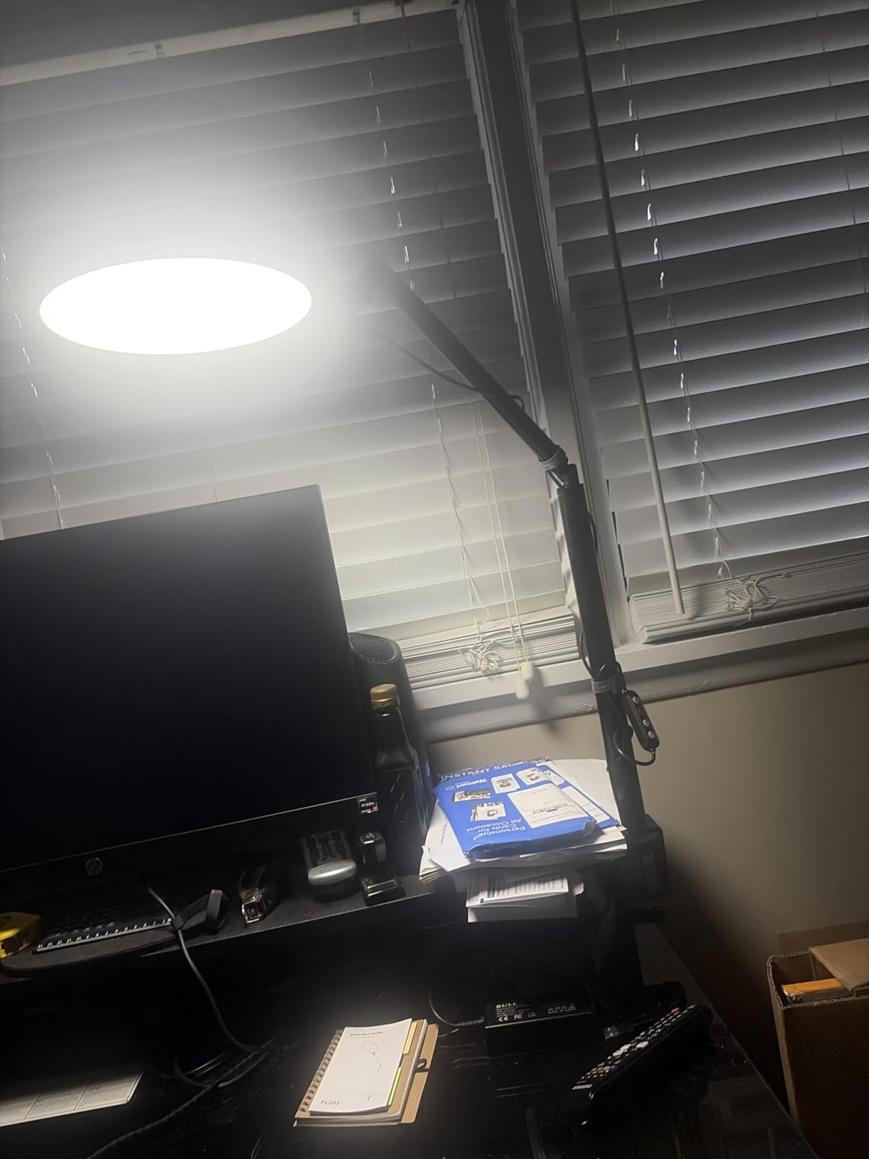 Weilisi 10.2 inch Desk Ring Light with Stand, 360 degree Rotate Desk Lamps for Home Office with C-Clamp, Flexible Height Desk Light, Adjust Arm Ring Light for Desk, Podcast, Gaming, Recording, Zoom Lighting customer photo 1